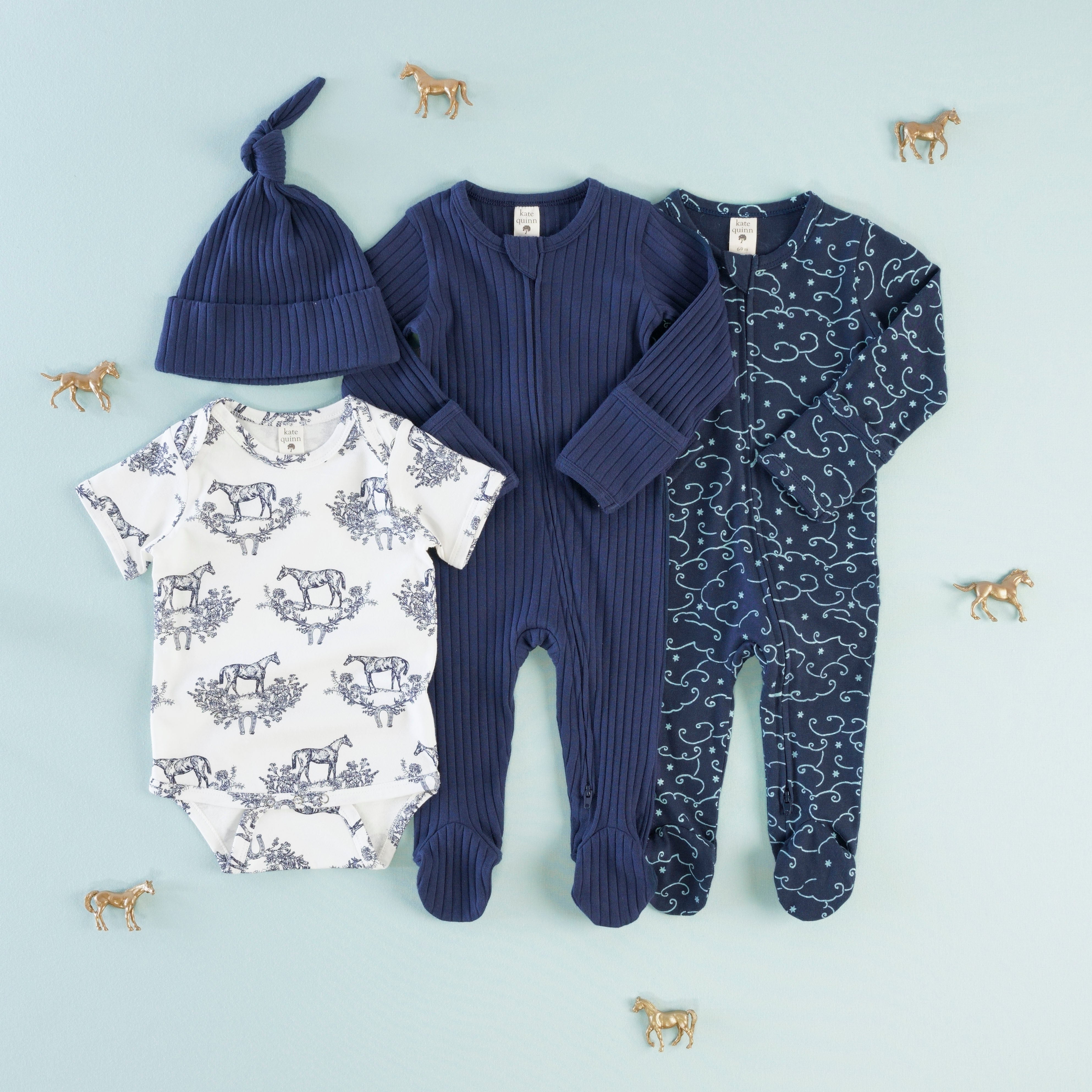 night sky + navy horse toile set – kate quinn