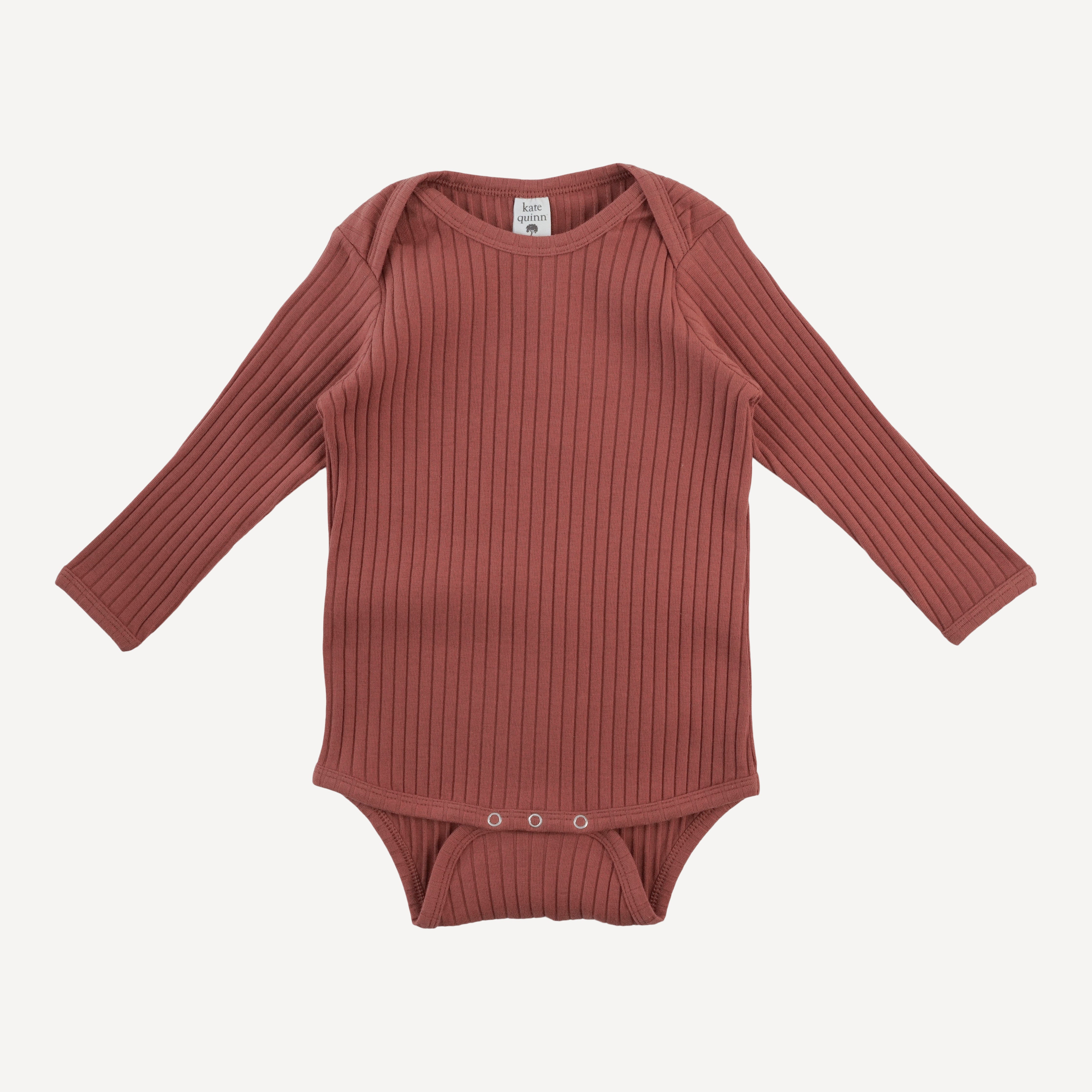 PRESALE long sleeve lap neck bodysuit | auburn | organic cotton wide rib