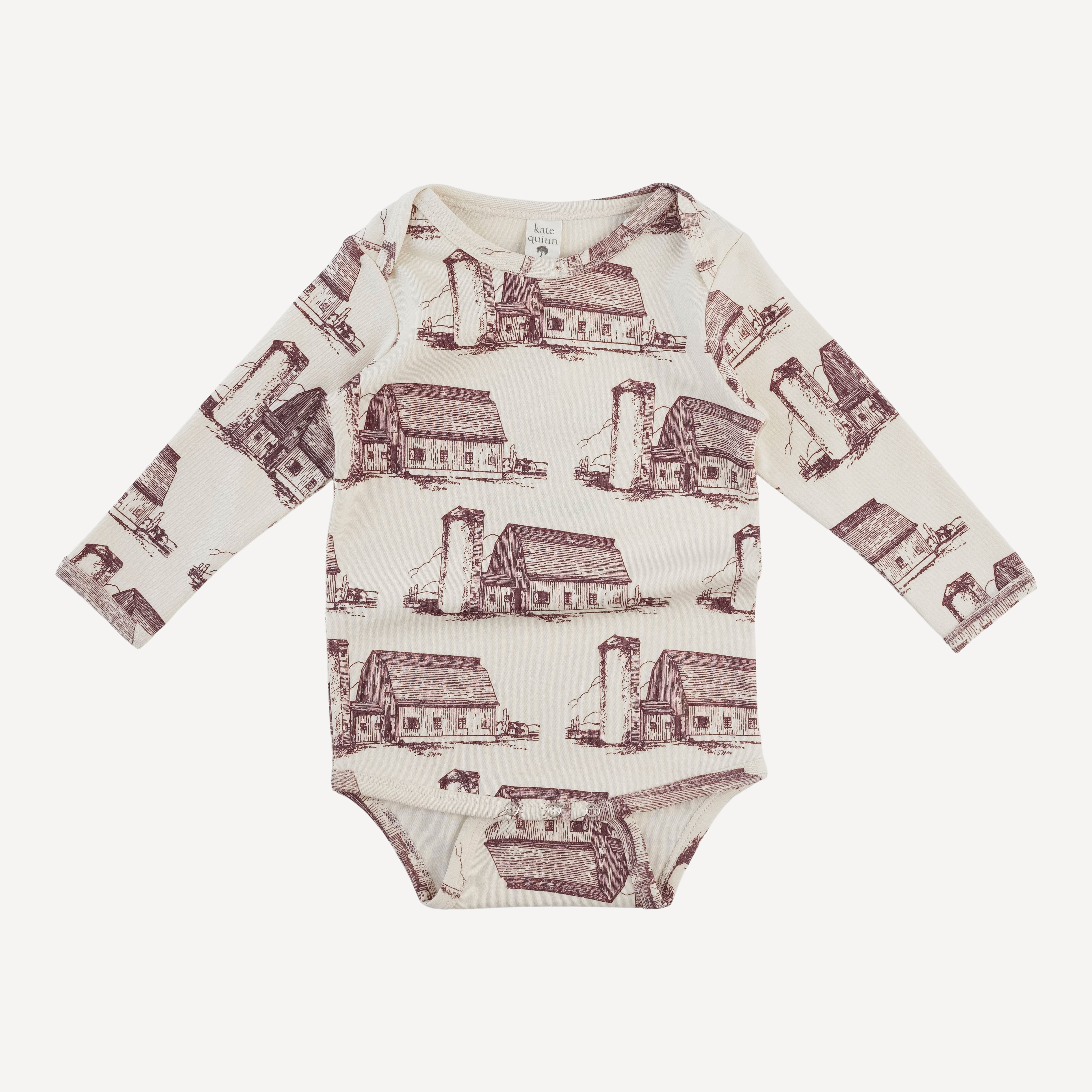 PRESALE long sleeve lap neck bodysuit | barn | organic cotton interlock