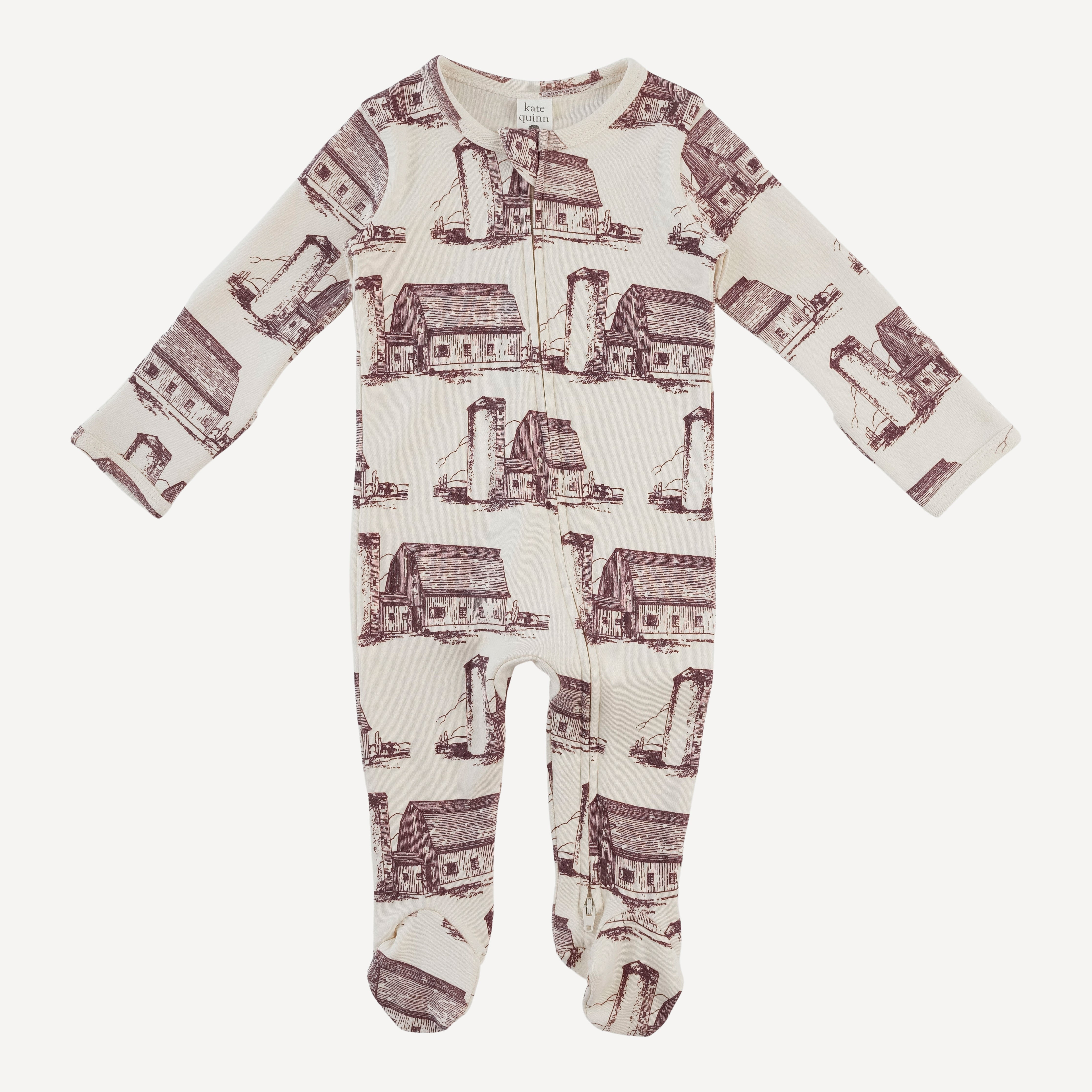 PRESALE long sleeve two way zipper footie | barn | organic cotton interlock