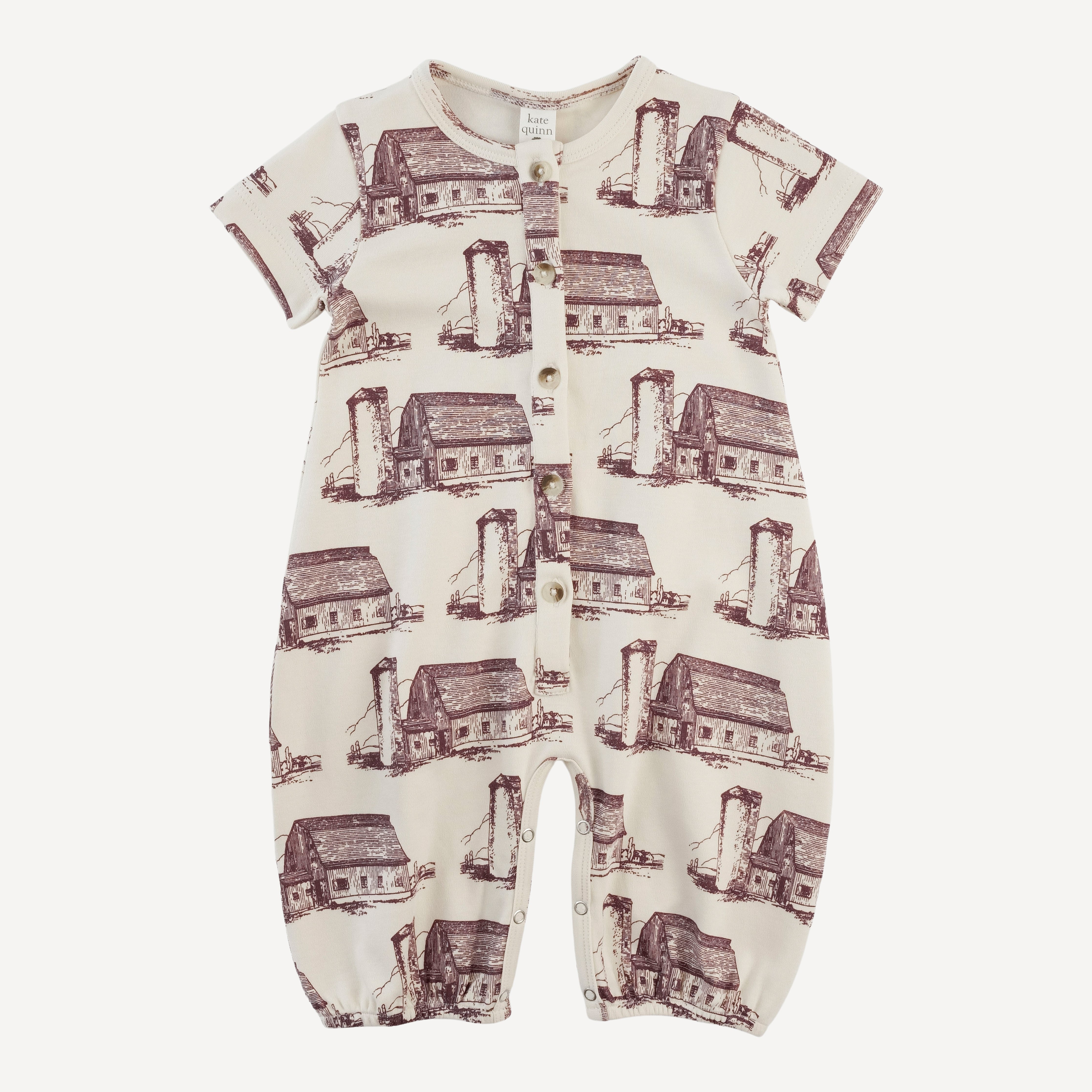 PRESALE short sleeve button bubble jumpsuit | barn | organic cotton interlock