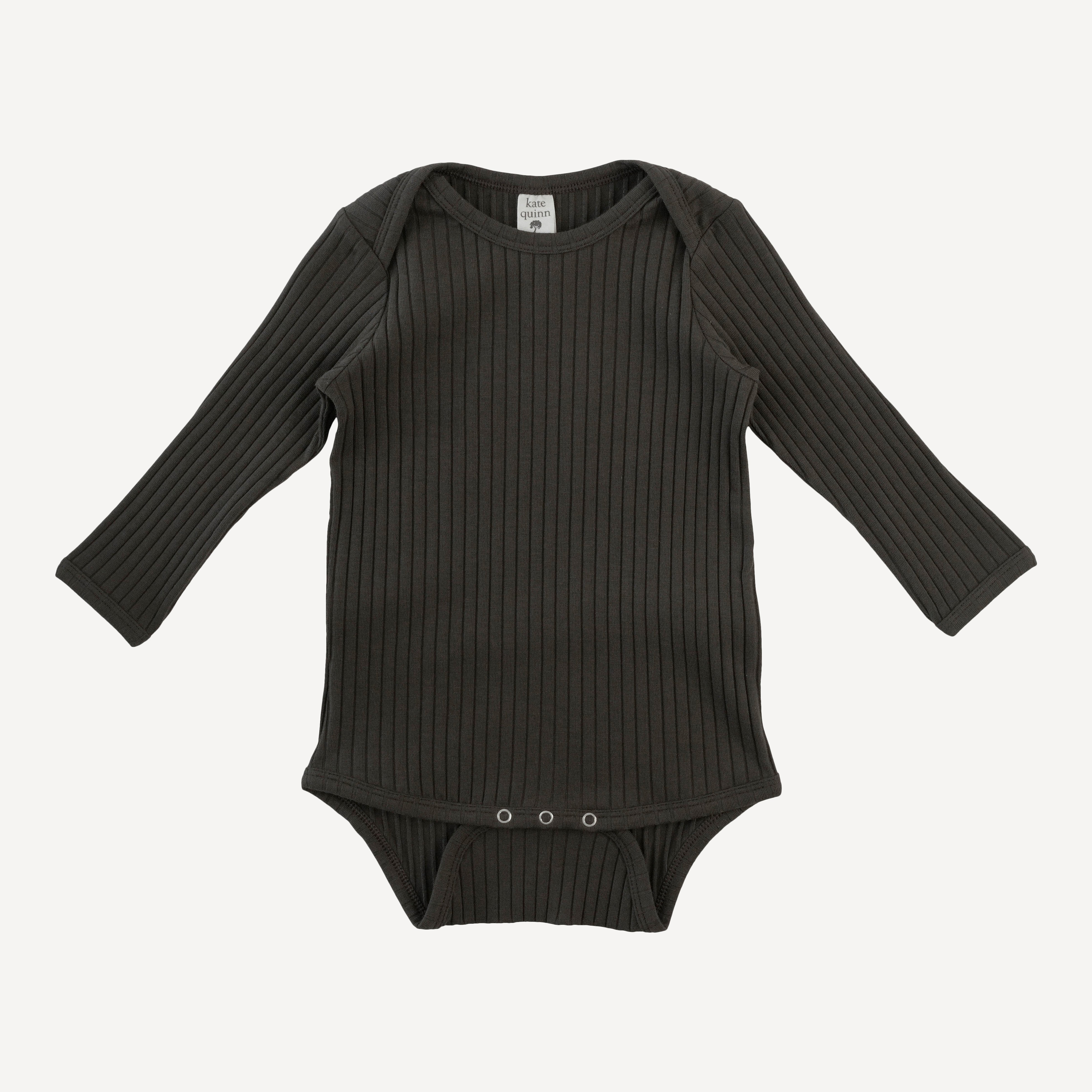 PRESALE long sleeve lap neck bodysuit | beluga | organic cotton wide rib