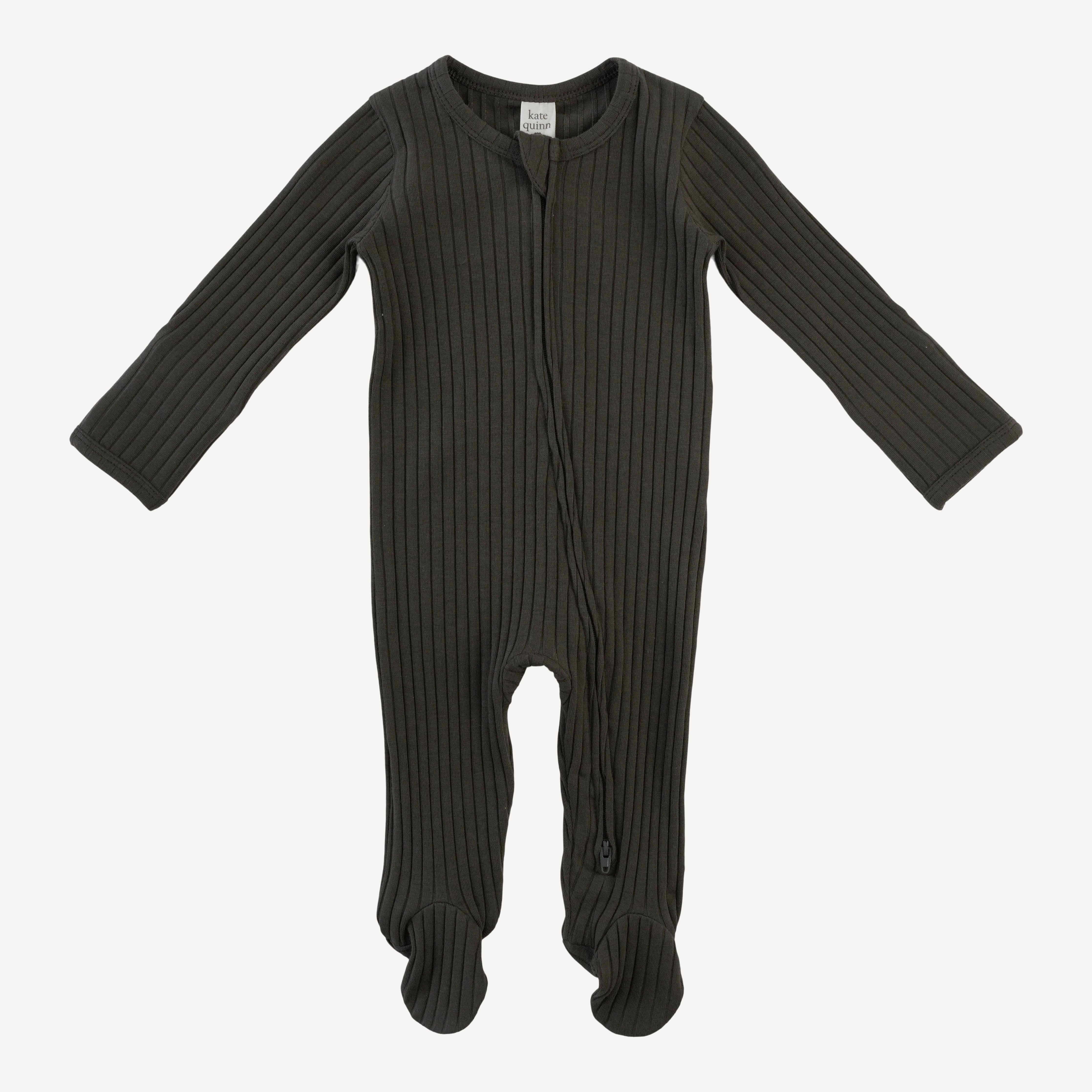 PRESALE long sleeve two way zipper footie | beluga | organic cotton wide rib