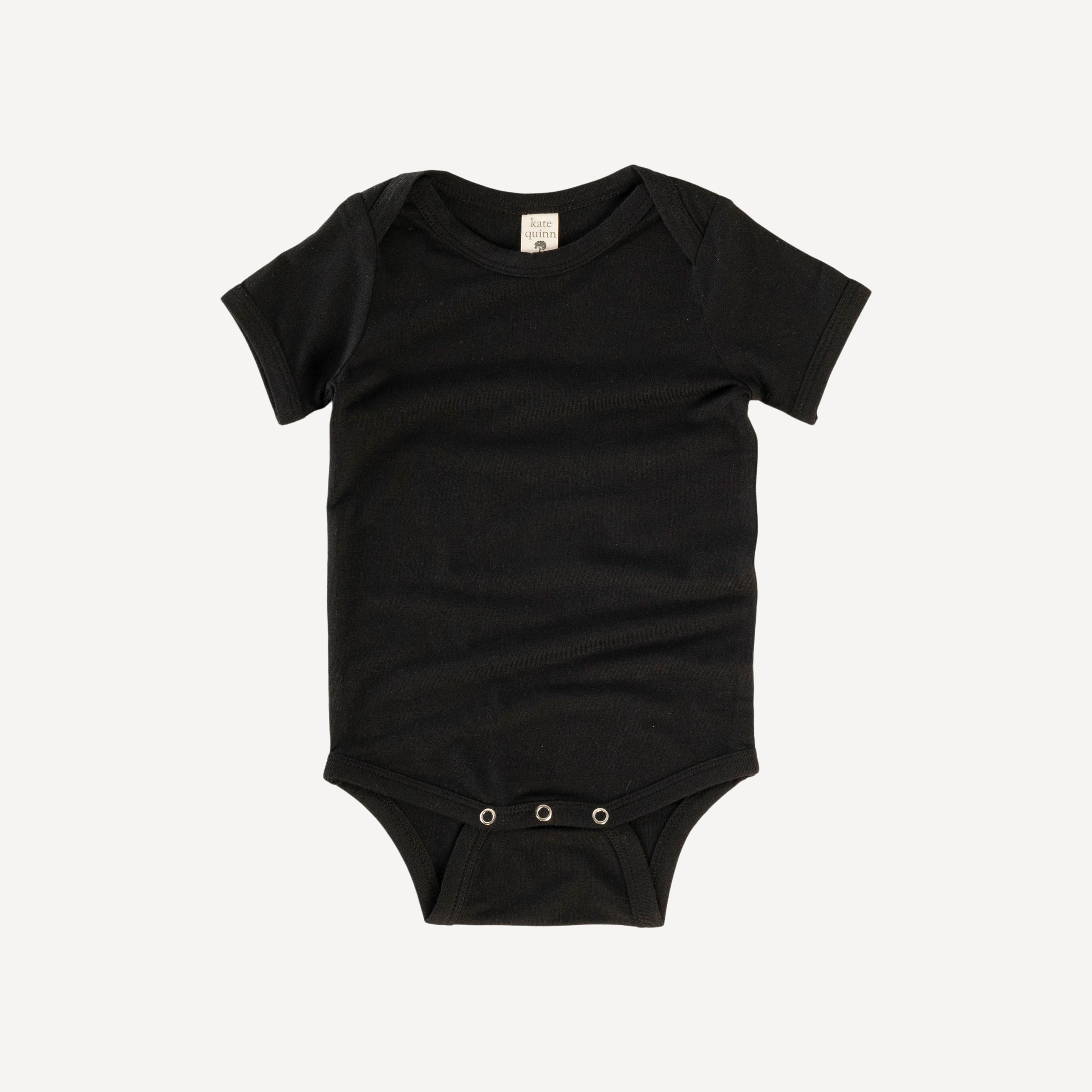 Short Sleeve Lap Neck Bodysuit Black Lenzing Modal Kate Quinn