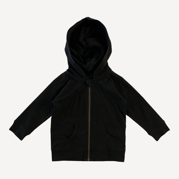 dino zip hoodie | black | organic cotton slub