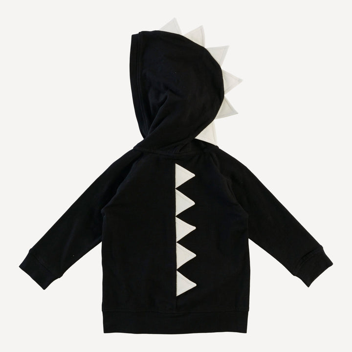 dino zip hoodie | black | organic cotton slub