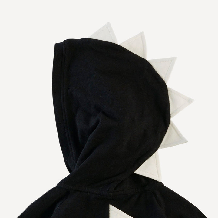 dino zip hoodie | black | organic cotton slub