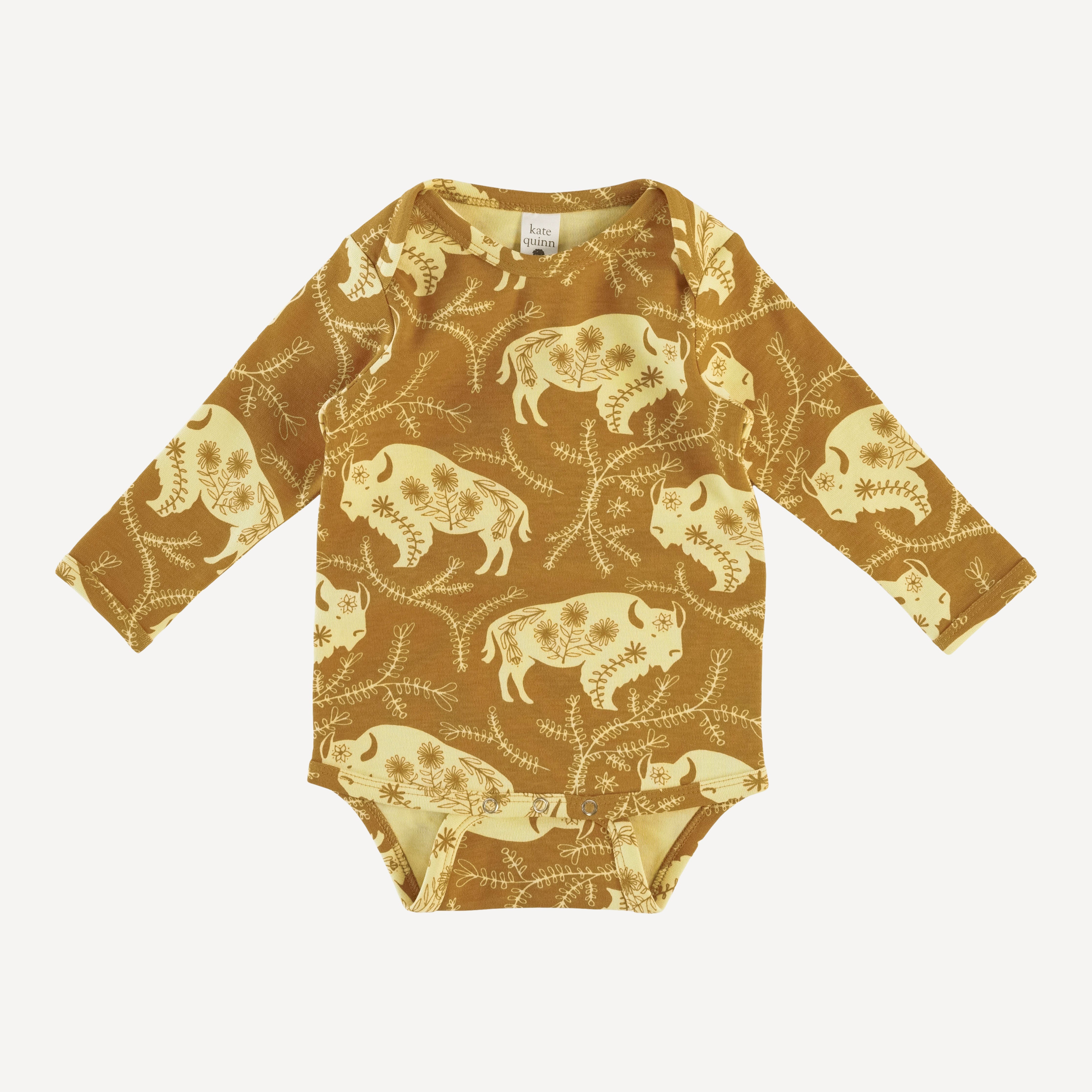 long sleeve lap neck bodysuit | buffalo vine | organic cotton interlock