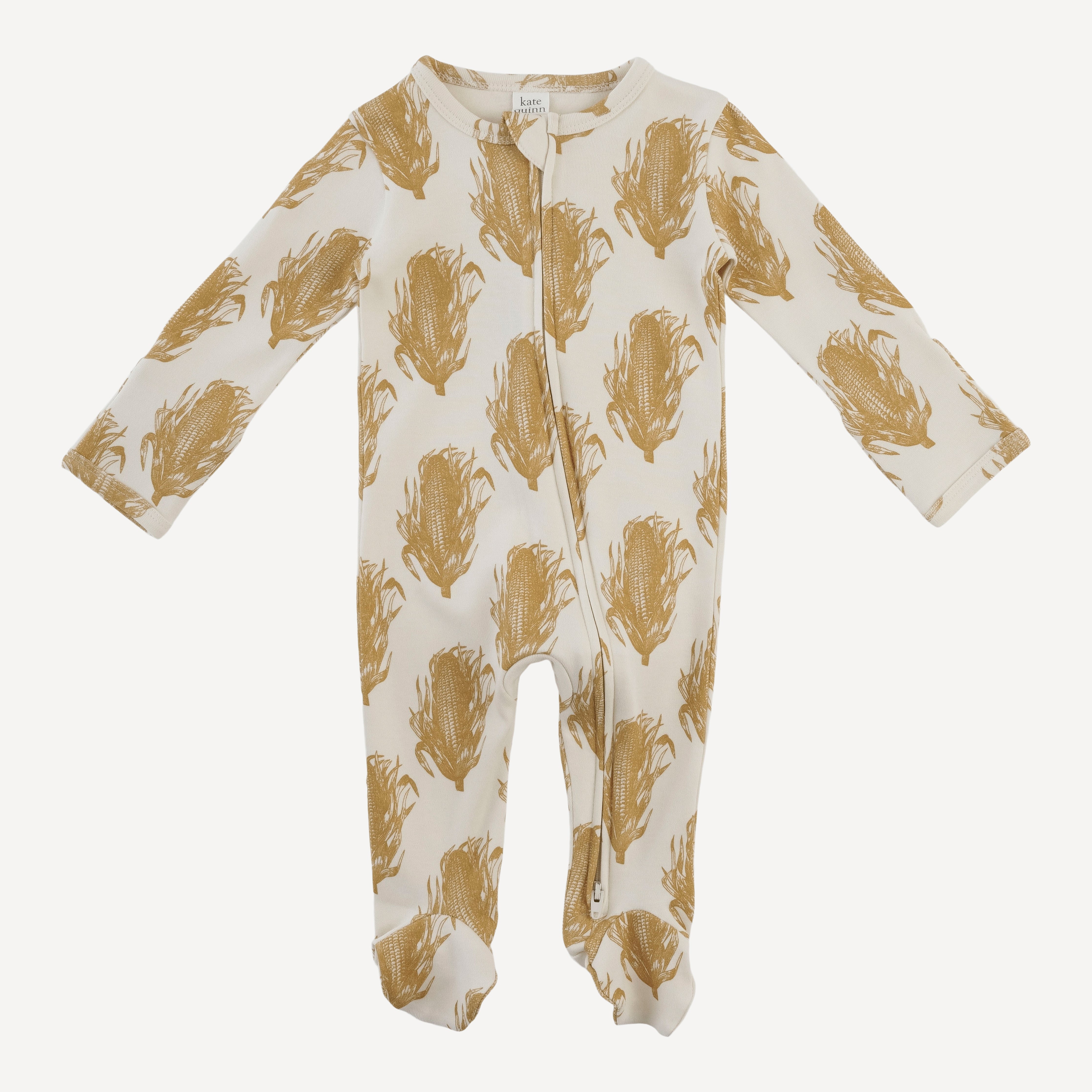 PRESALE long sleeve two way zipper footie | corn | organic cotton interlock