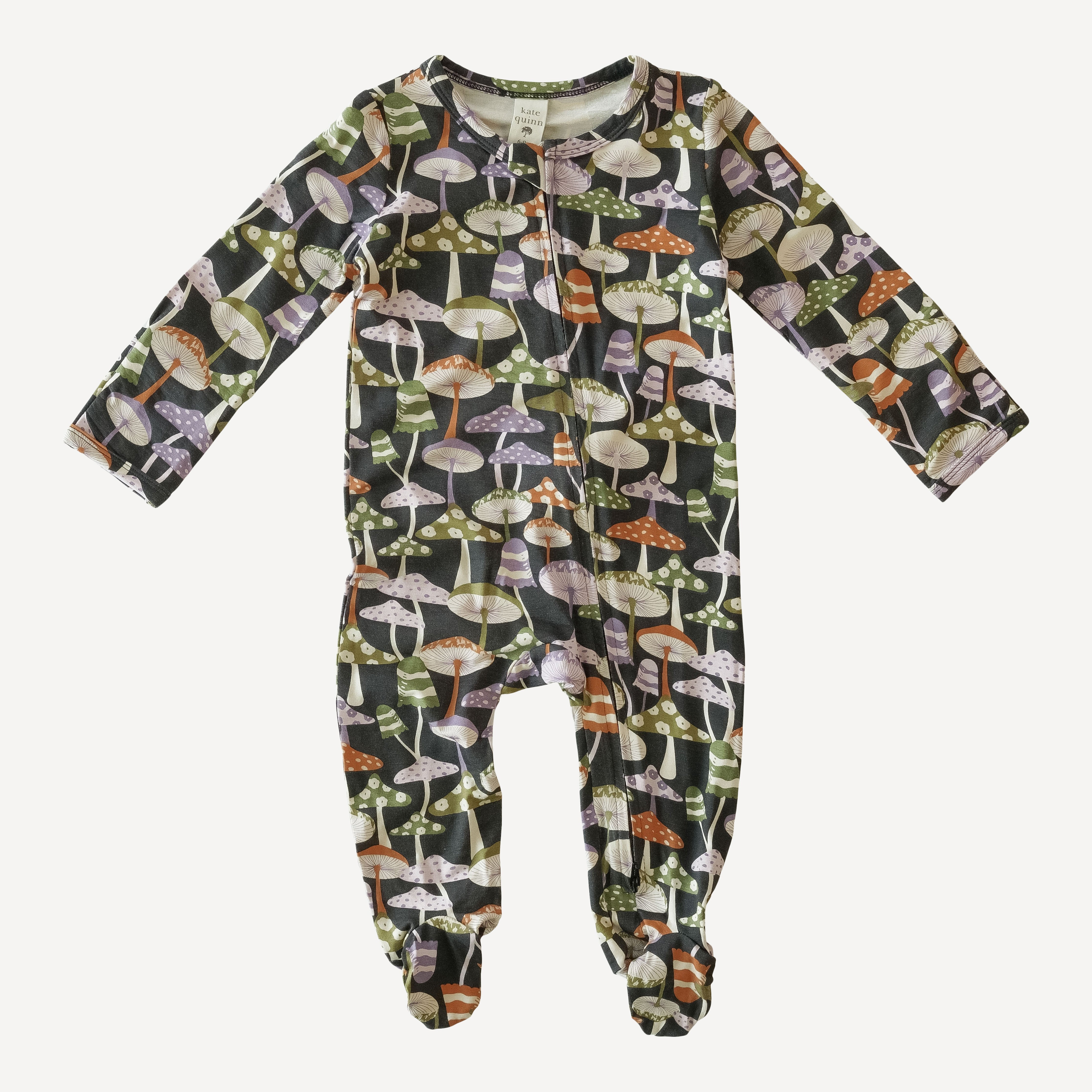 long sleeve zipper footie harvest mushroom bamboo kate quinn