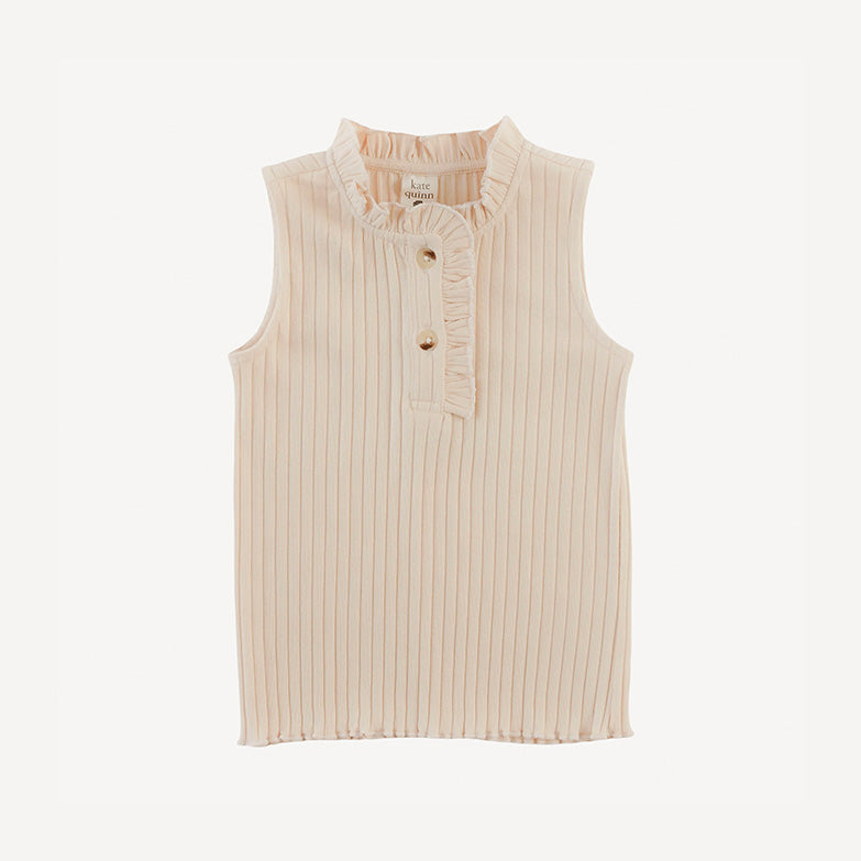 トップス Blackbird tank top oatmeal sleeveless ruffle bib henley top | oatmeal | organic cotton wide