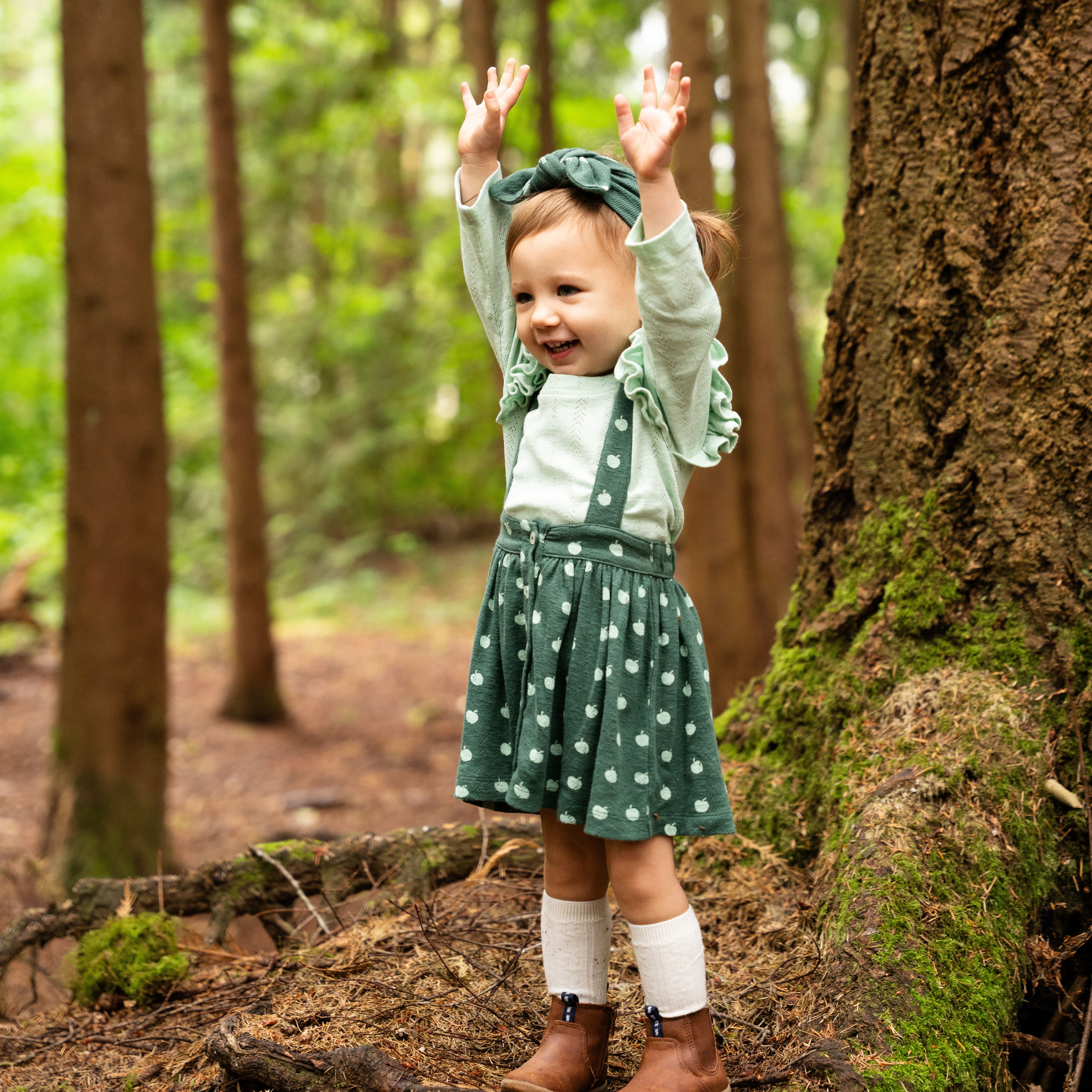 suspender skirt | gossamer green tiny apple | organic cotton