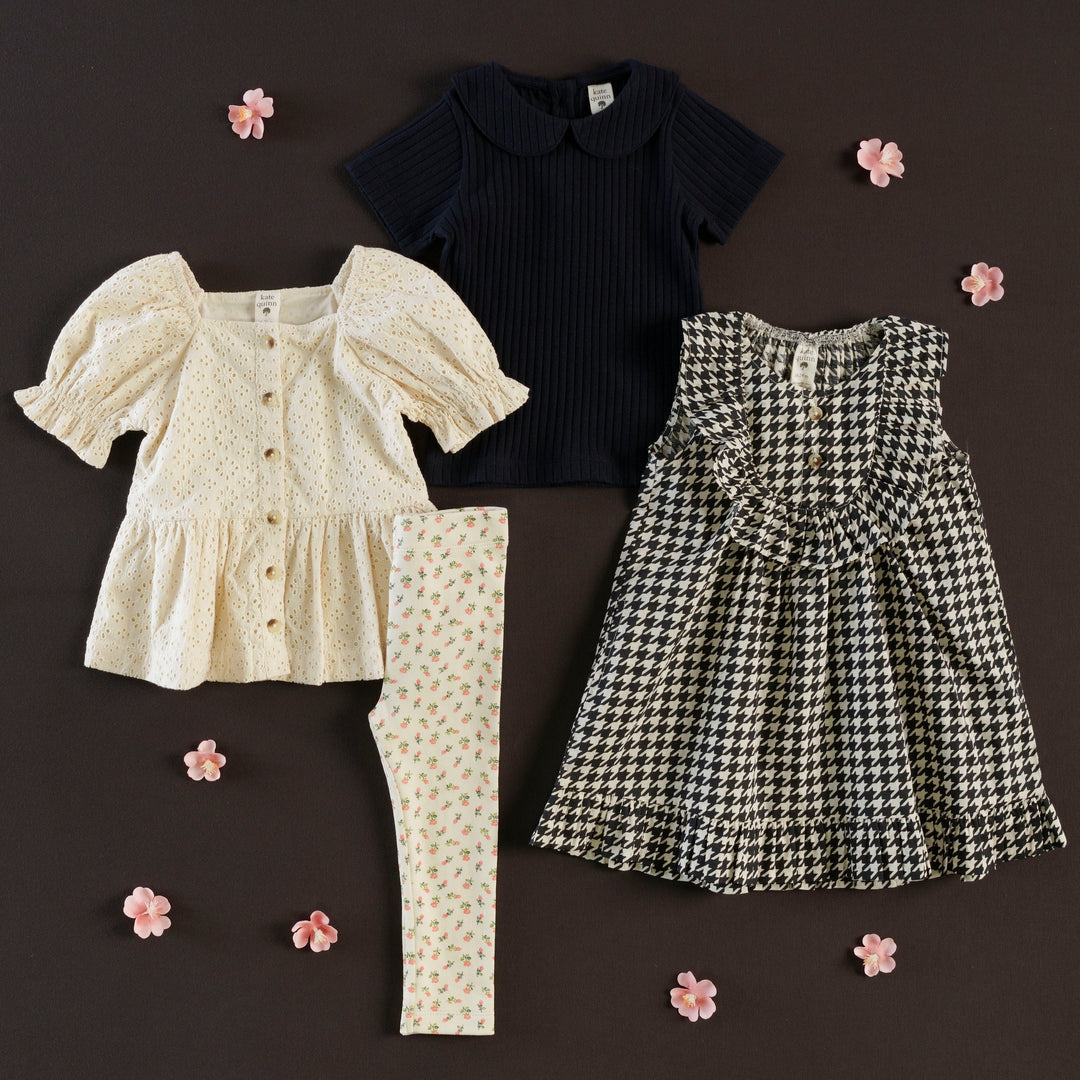 french rose bud + houndstooth set