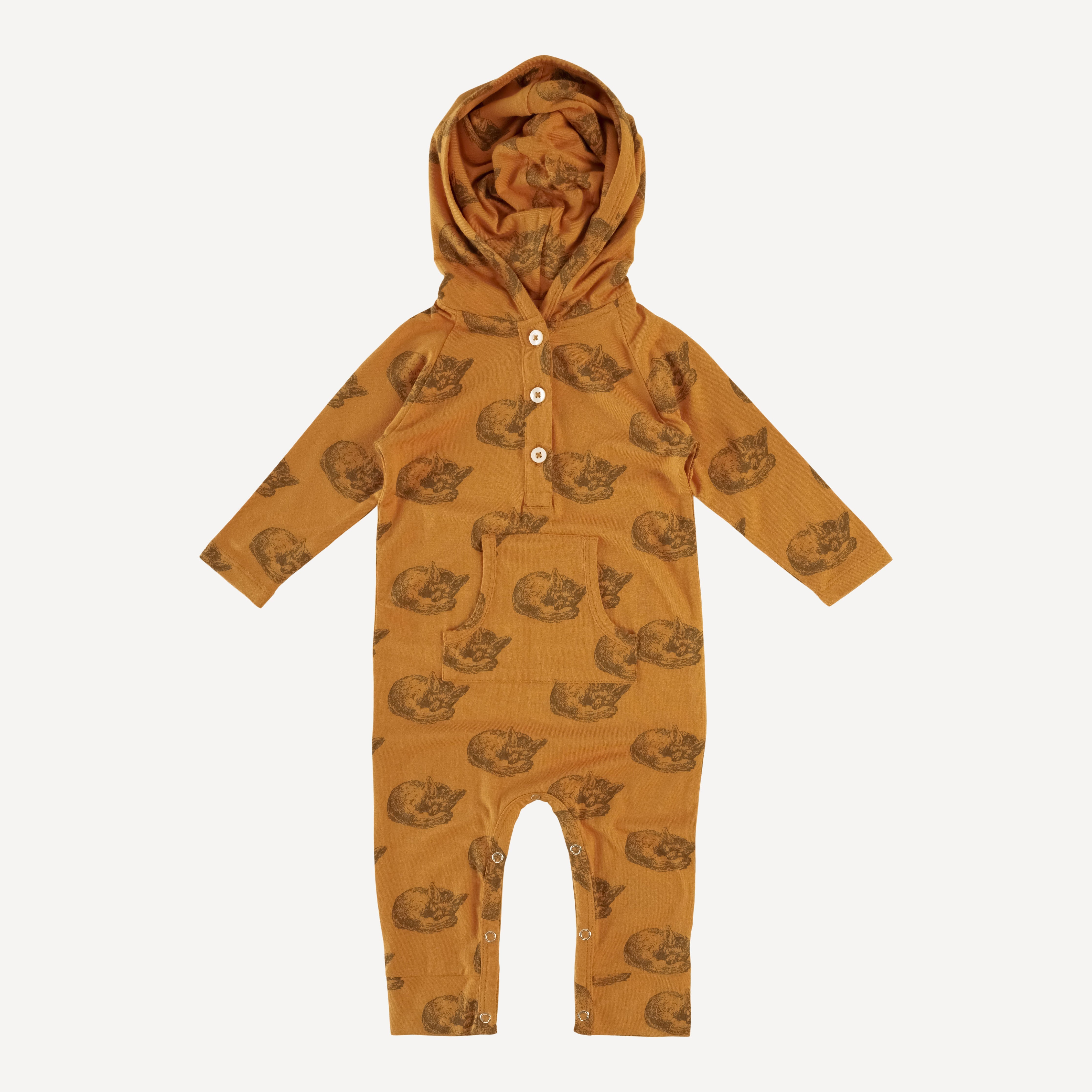 long sleeve hooded sport jumpsuit teak sleeping fox lenzing modal