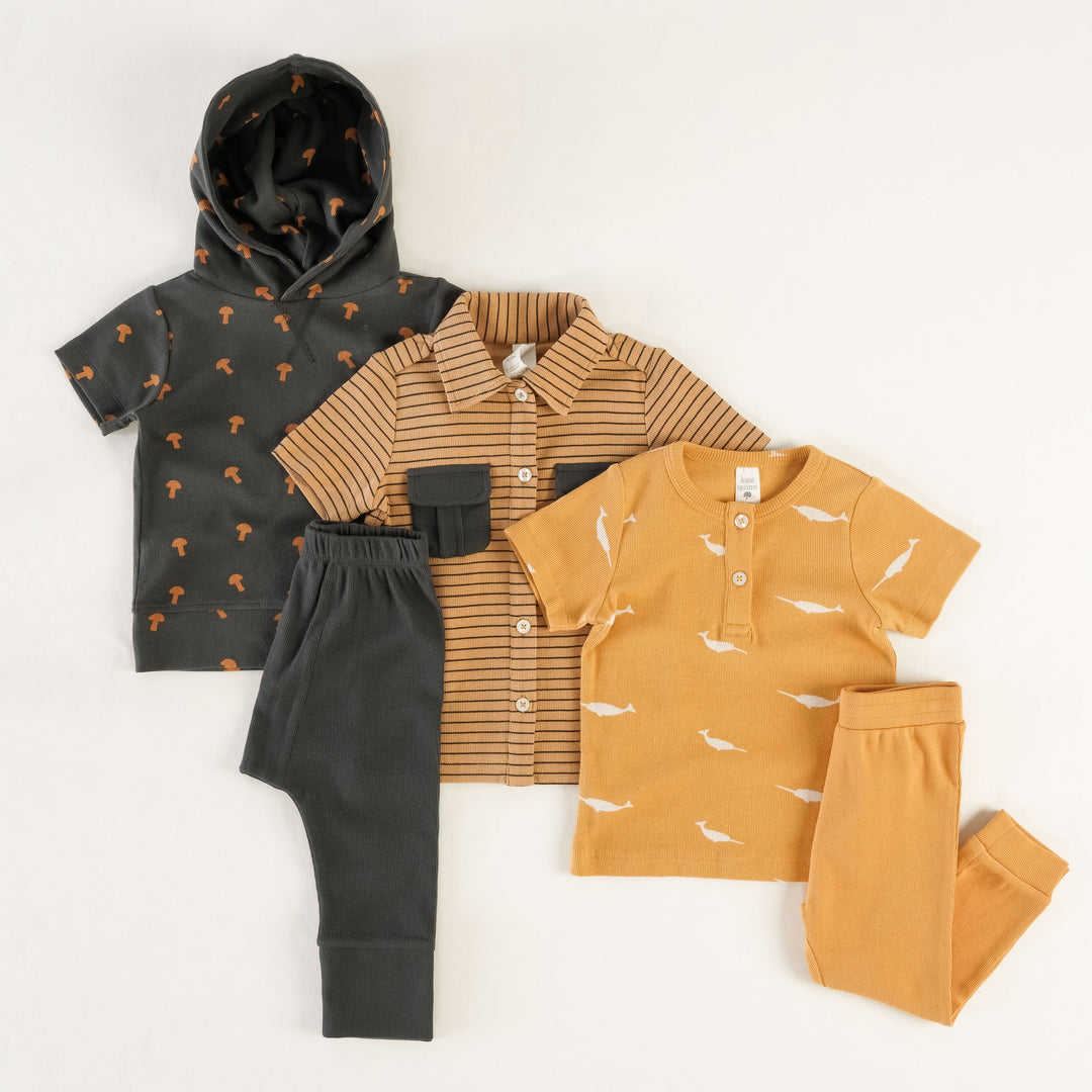 cinnamon skinny stripe + beluga set