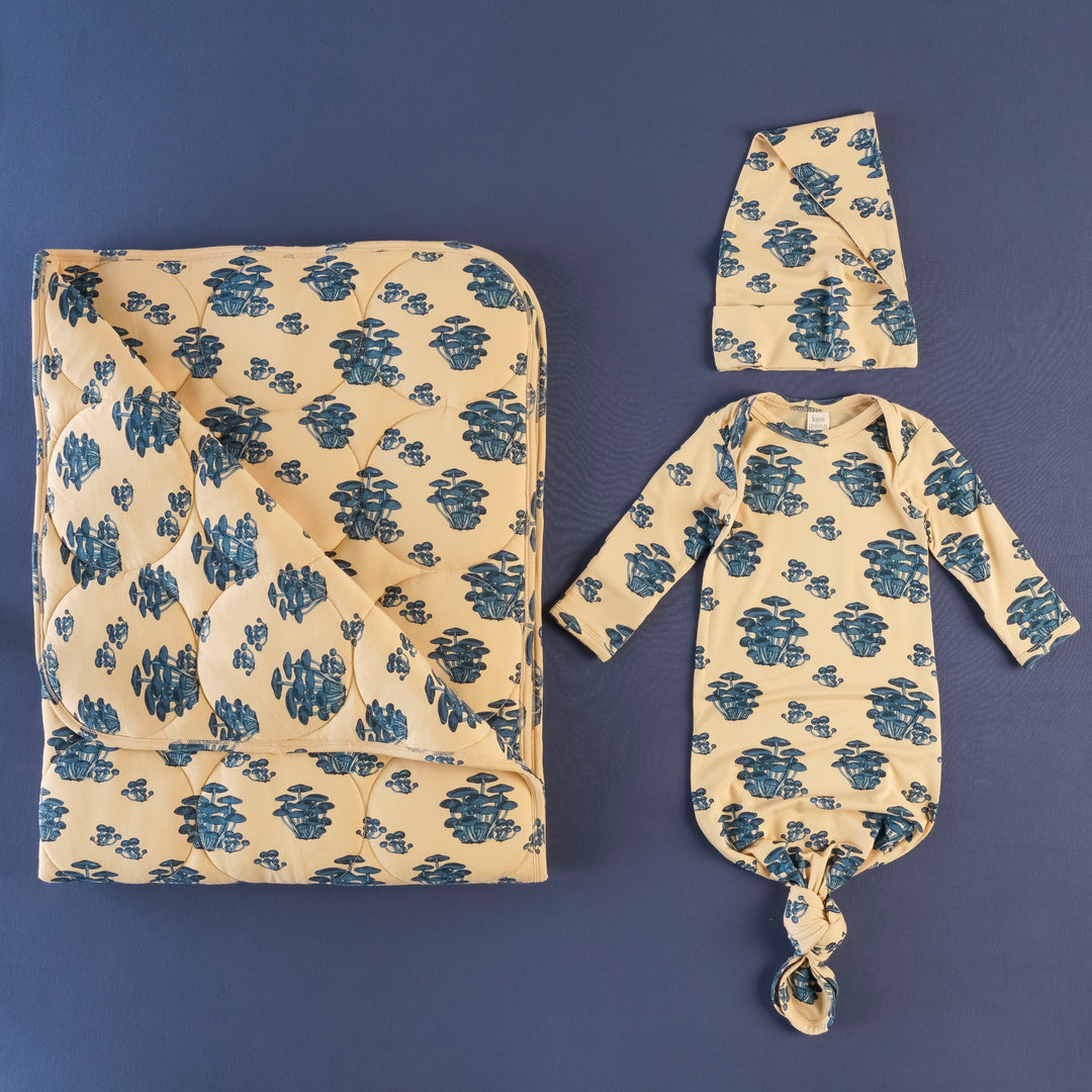 blue mushrooms set