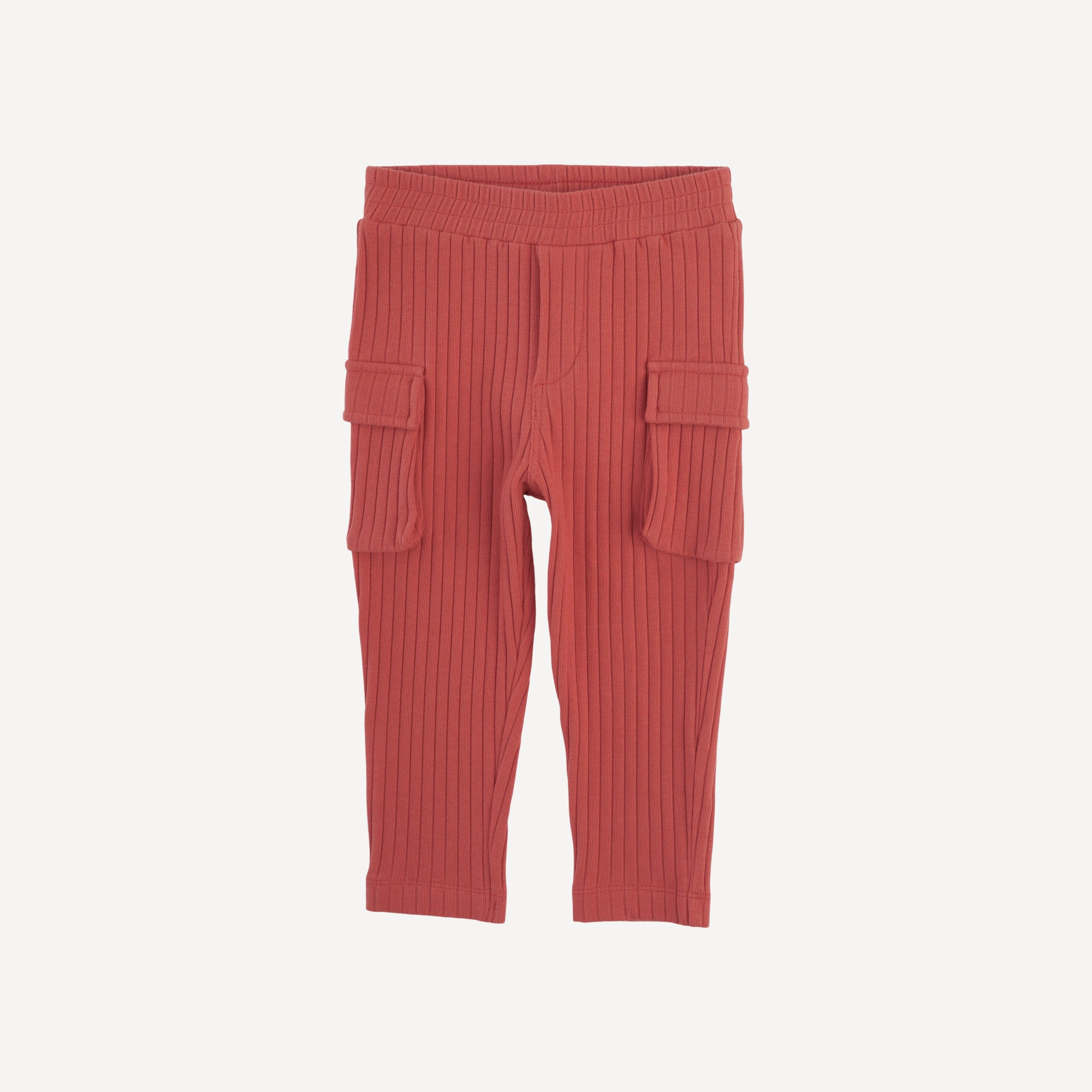 skinny cargo pant | earthen red | organic cotton wide rib