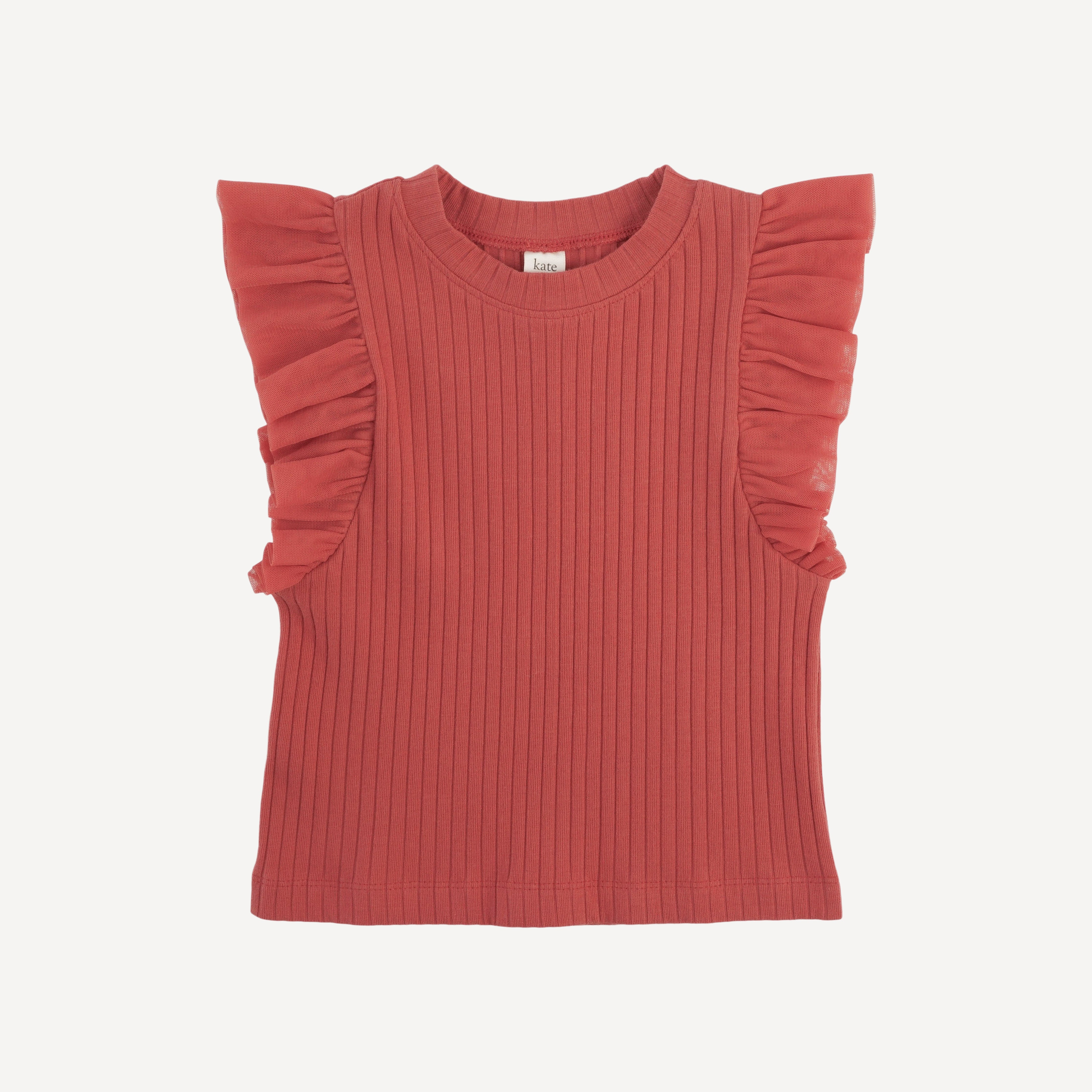 100 acre wood tulle flutter tee | earthen red | organic cotton wide rib