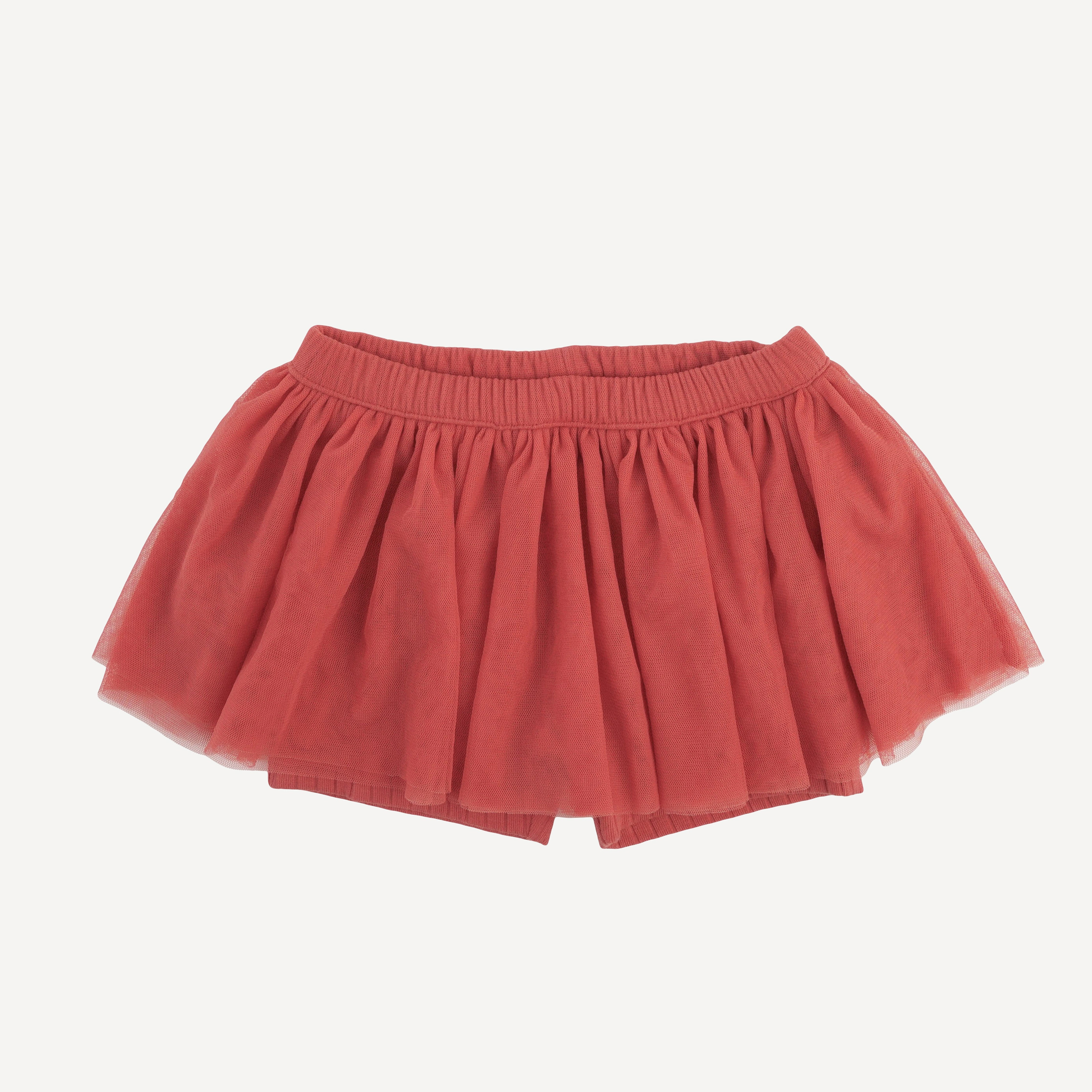 tulle ballerina tutu short | earthen red | organic cotton wide rib