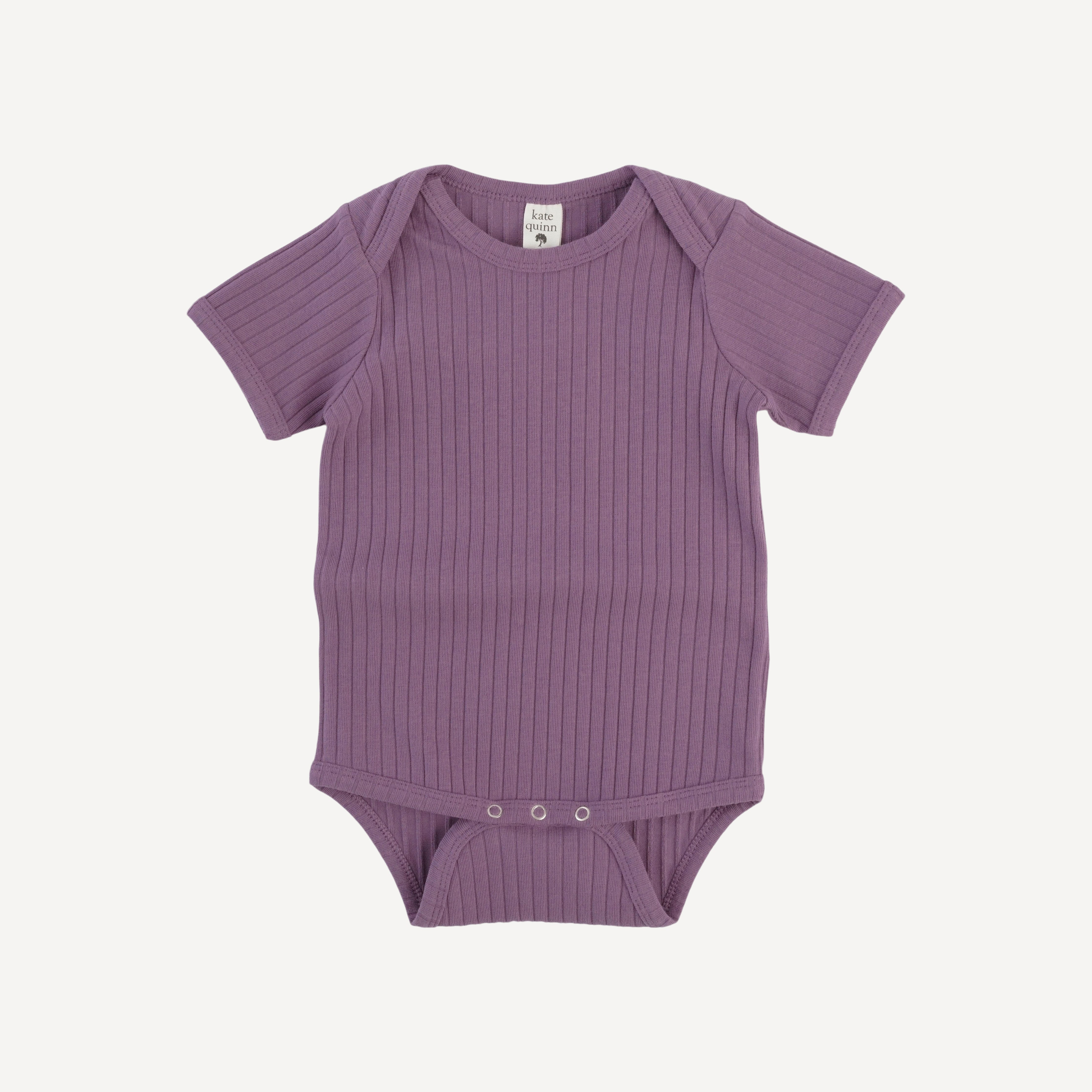short sleeve lap neck bodysuit | grape gloss | organic cotton wide rib