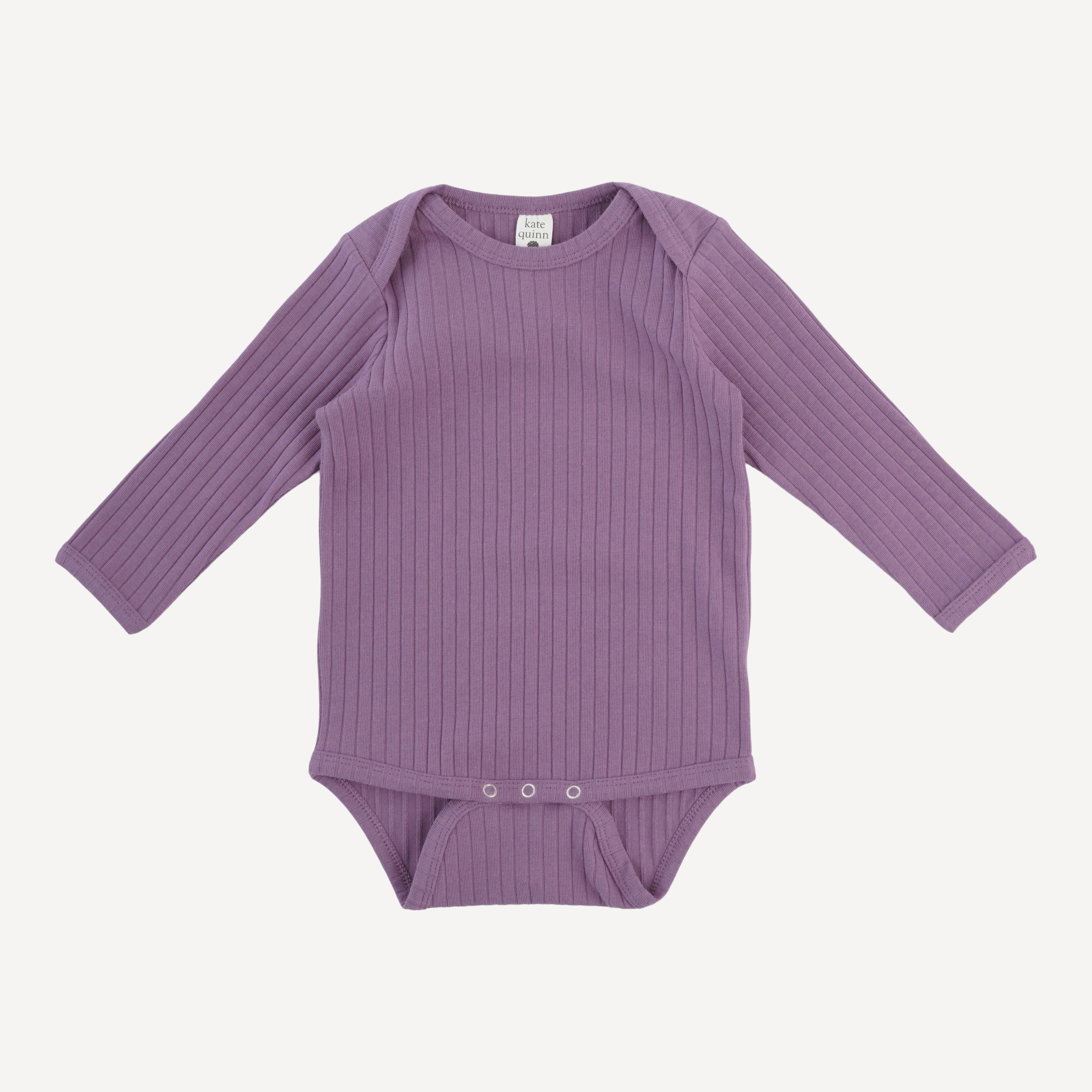 long sleeve lap neck bodysuit | grape gloss | organic cotton wide rib
