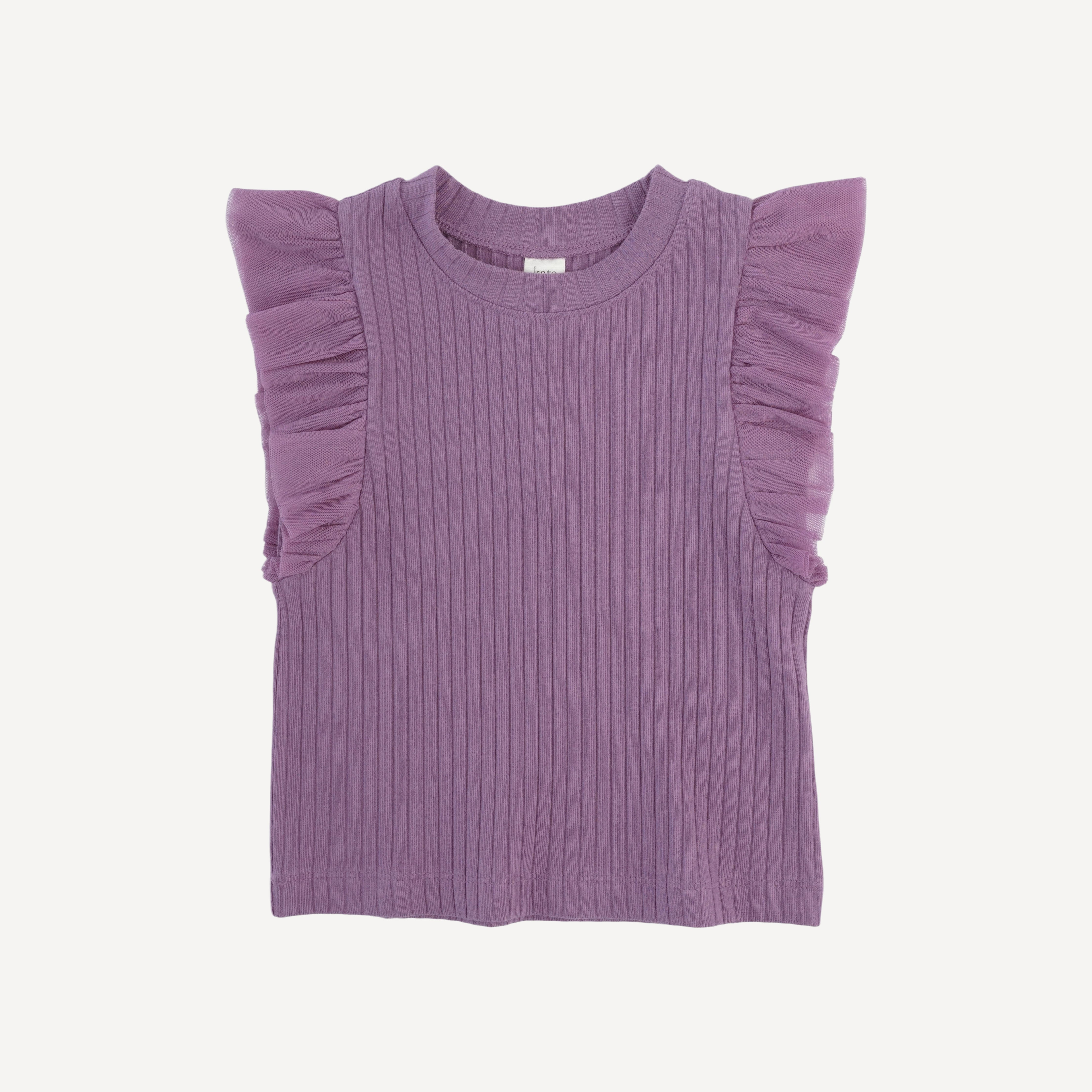 100 acre wood tulle flutter tee | grape gloss | organic cotton wide rib