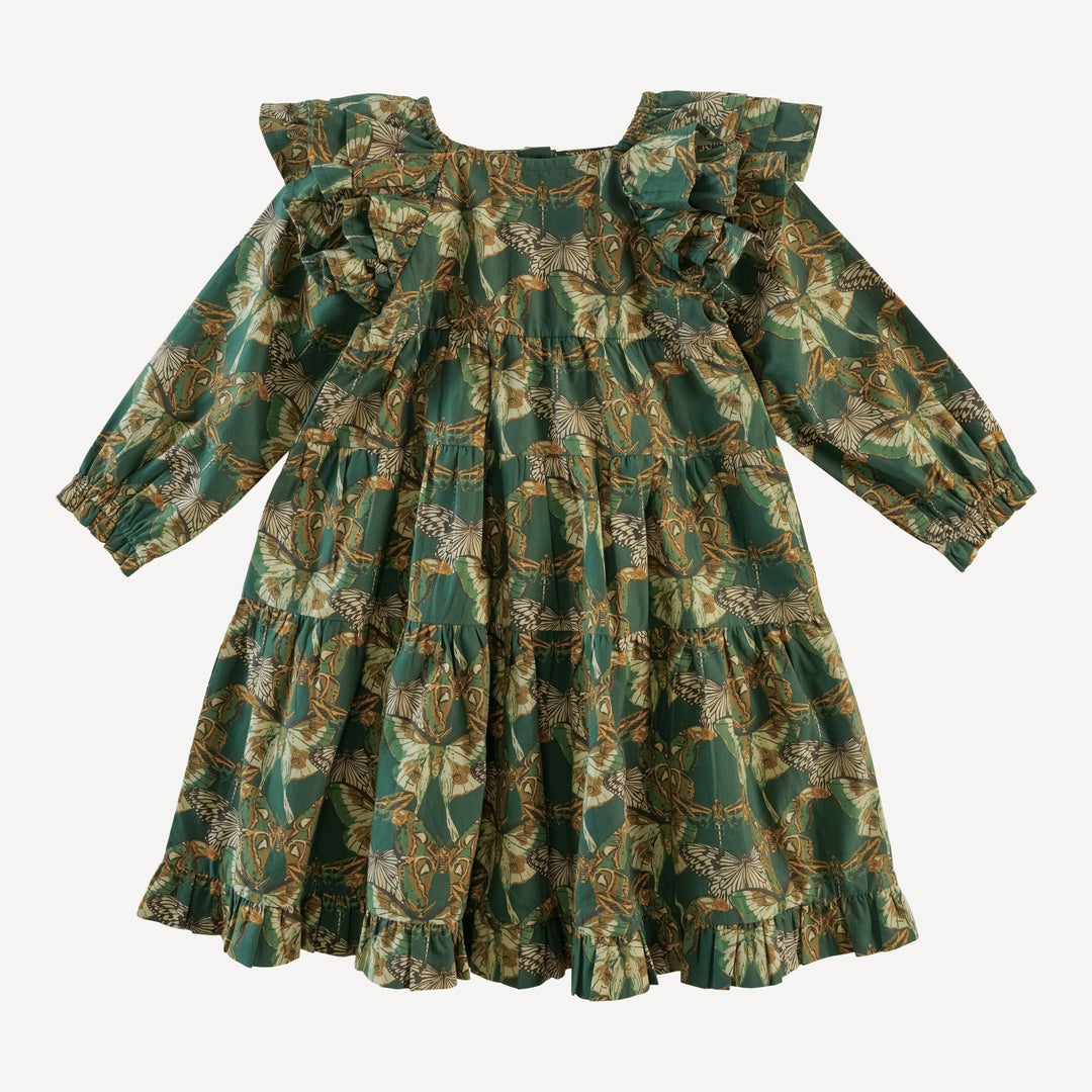 long sleeve angelica dress | green moth wallpaper | organic cotton mid-weight woven