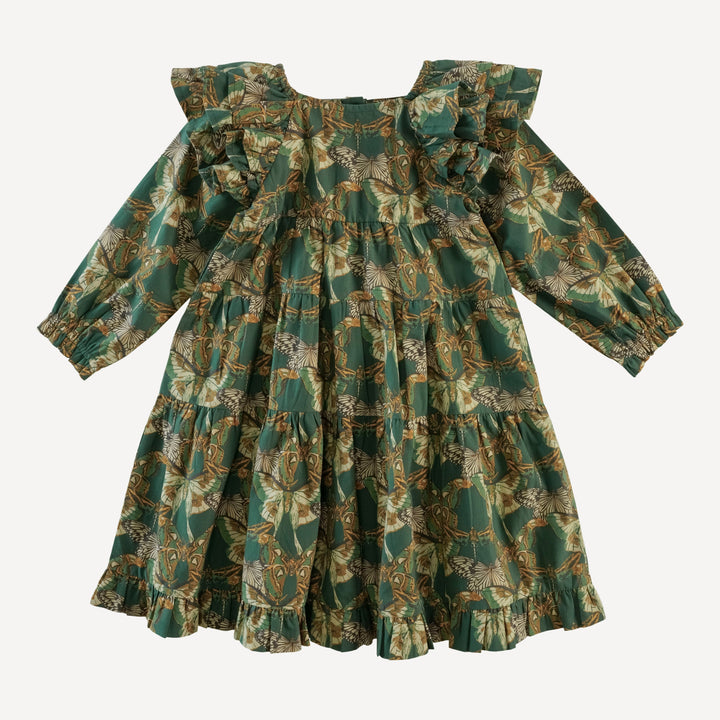 long sleeve angelica dress | green moth wallpaper | organic cotton mid-weight woven