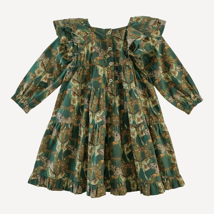 long sleeve angelica dress | green moth wallpaper | organic cotton mid-weight woven