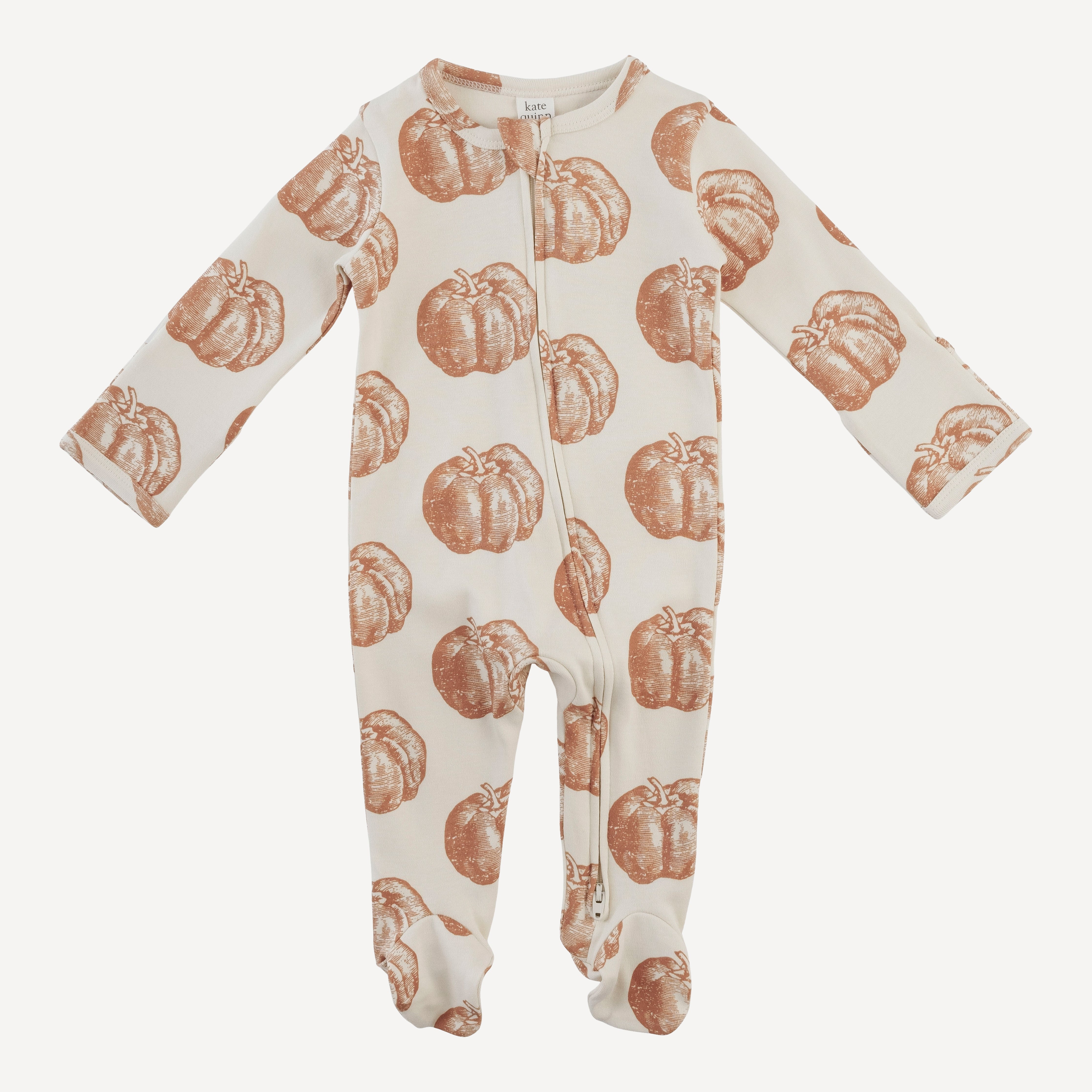 PRESALE long sleeve two way zipper footie | harvest pumpkin | organic cotton interlock