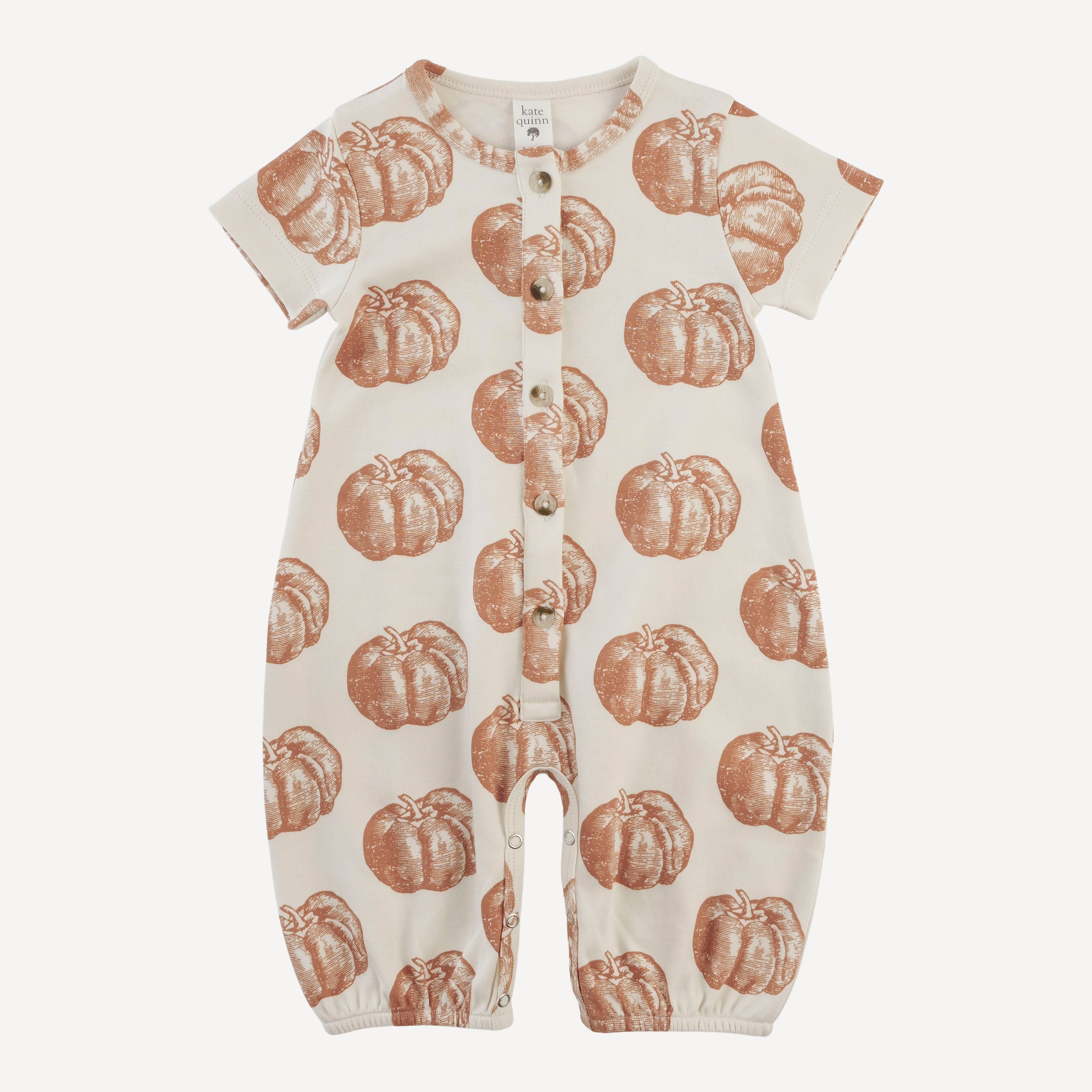 PRESALE short sleeve button bubble jumpsuit | harvest pumpkin | organic cotton interlock