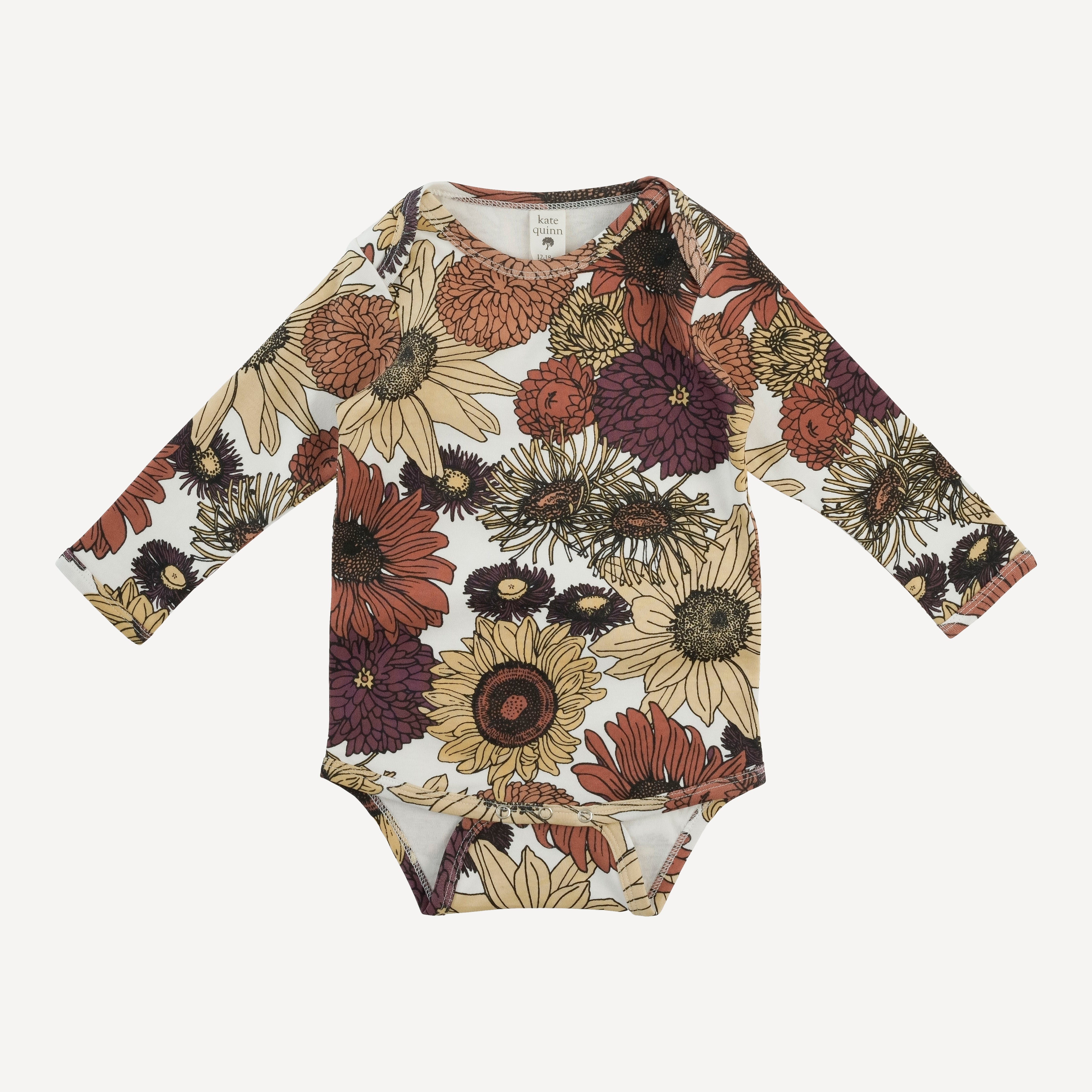 PRESALE long sleeve lap neck bodysuit | harvest sunflower | organic cotton interlock