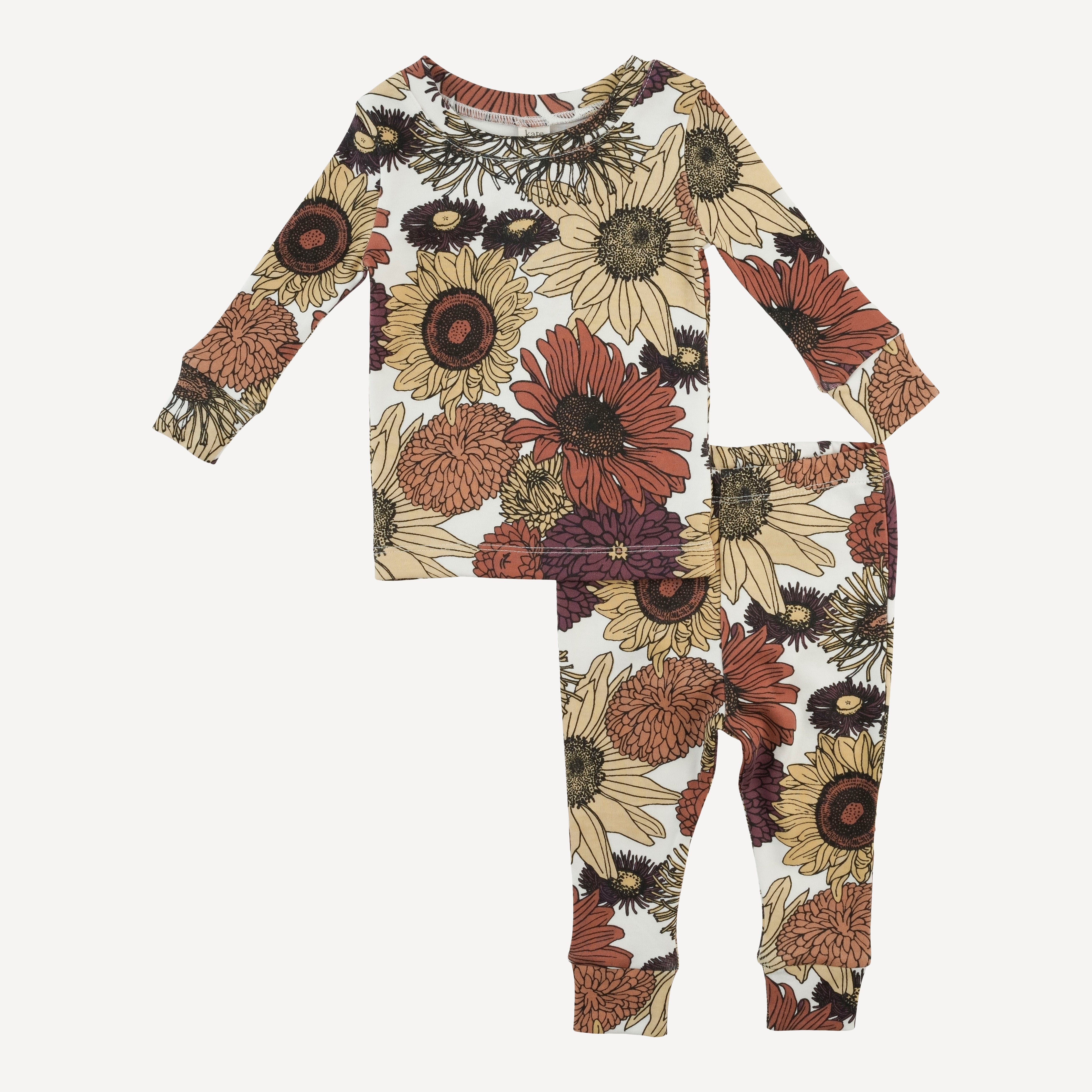 PRESALE long sleeve crew neck pj set | harvest sunflower | organic cotton interlock