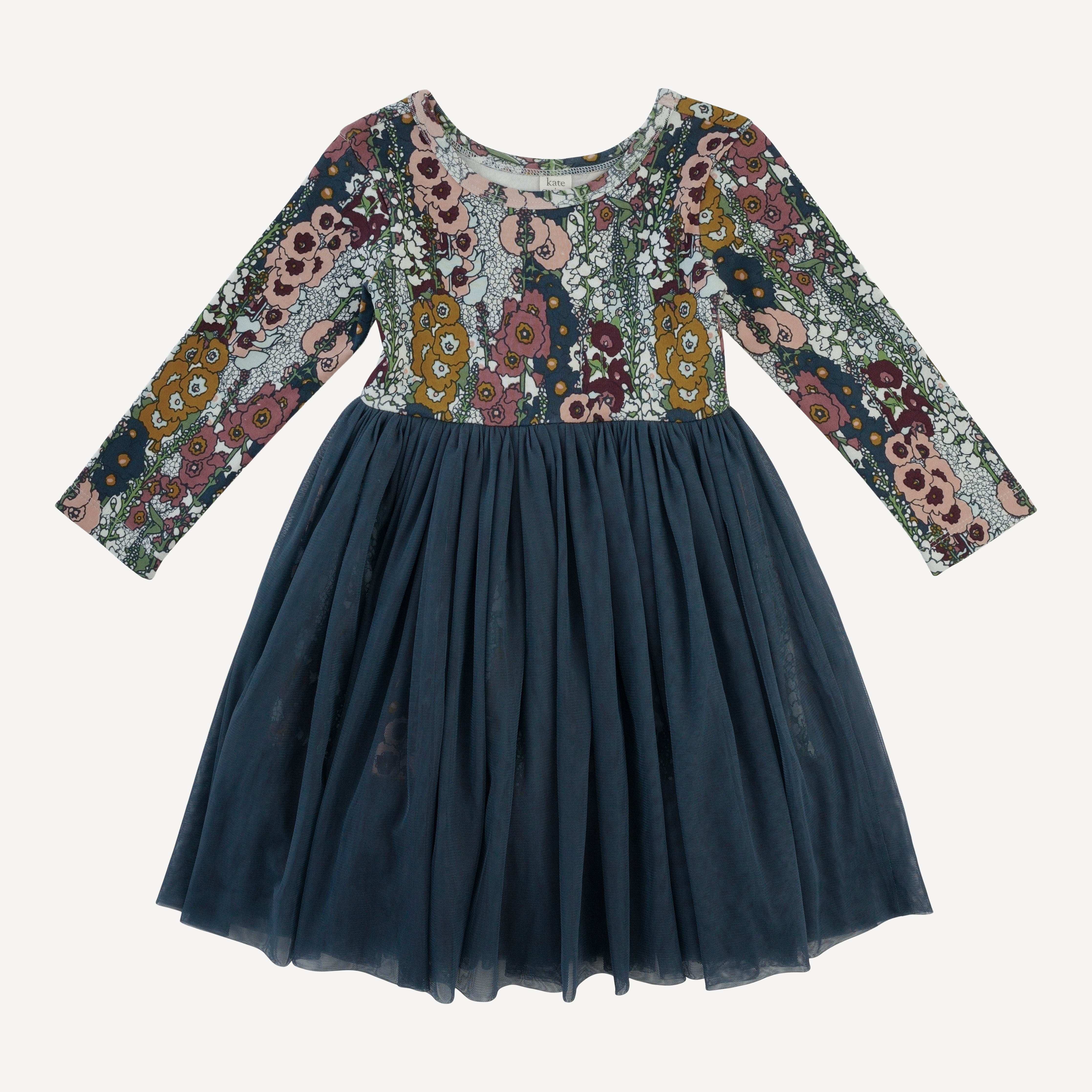 PRESALE long sleeve ballerina tulle dress | hollyhock | organic cotton interlock