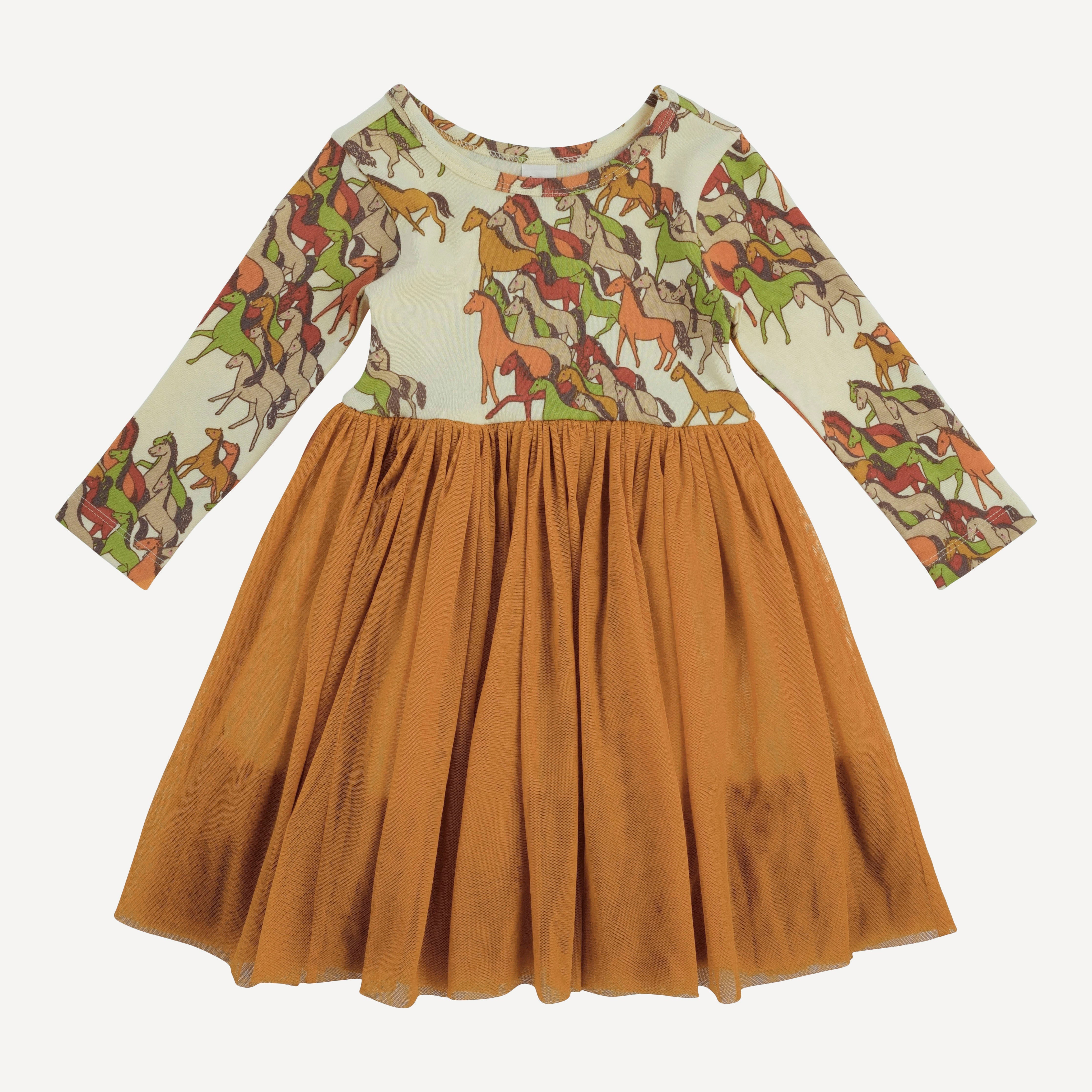 long sleeve ballerina tulle dress | horse party | organic cotton interlock