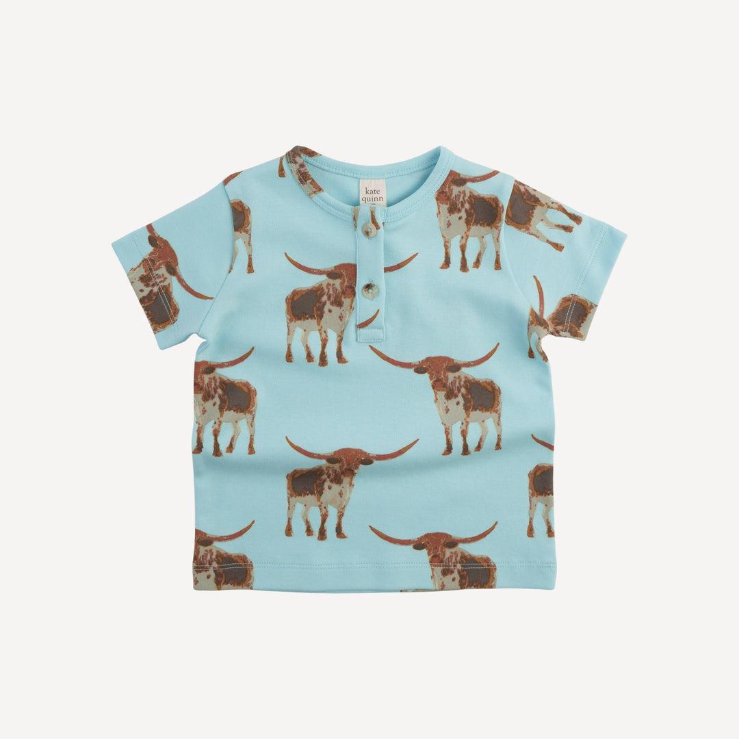 short sleeve basic henley tee | longhorn | organic cotton interlock