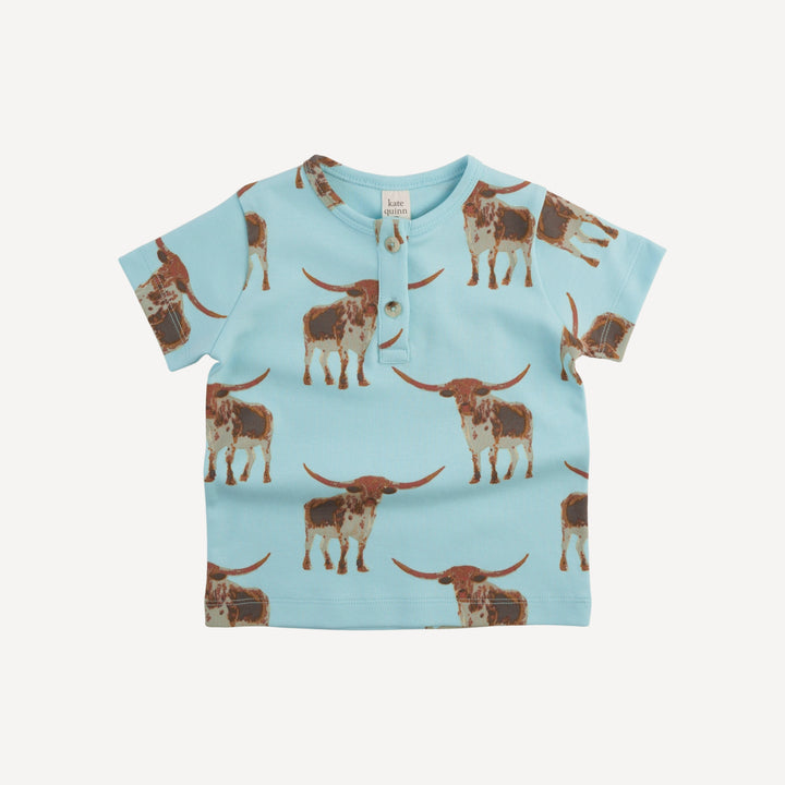 short sleeve basic henley tee | longhorn | organic cotton interlock