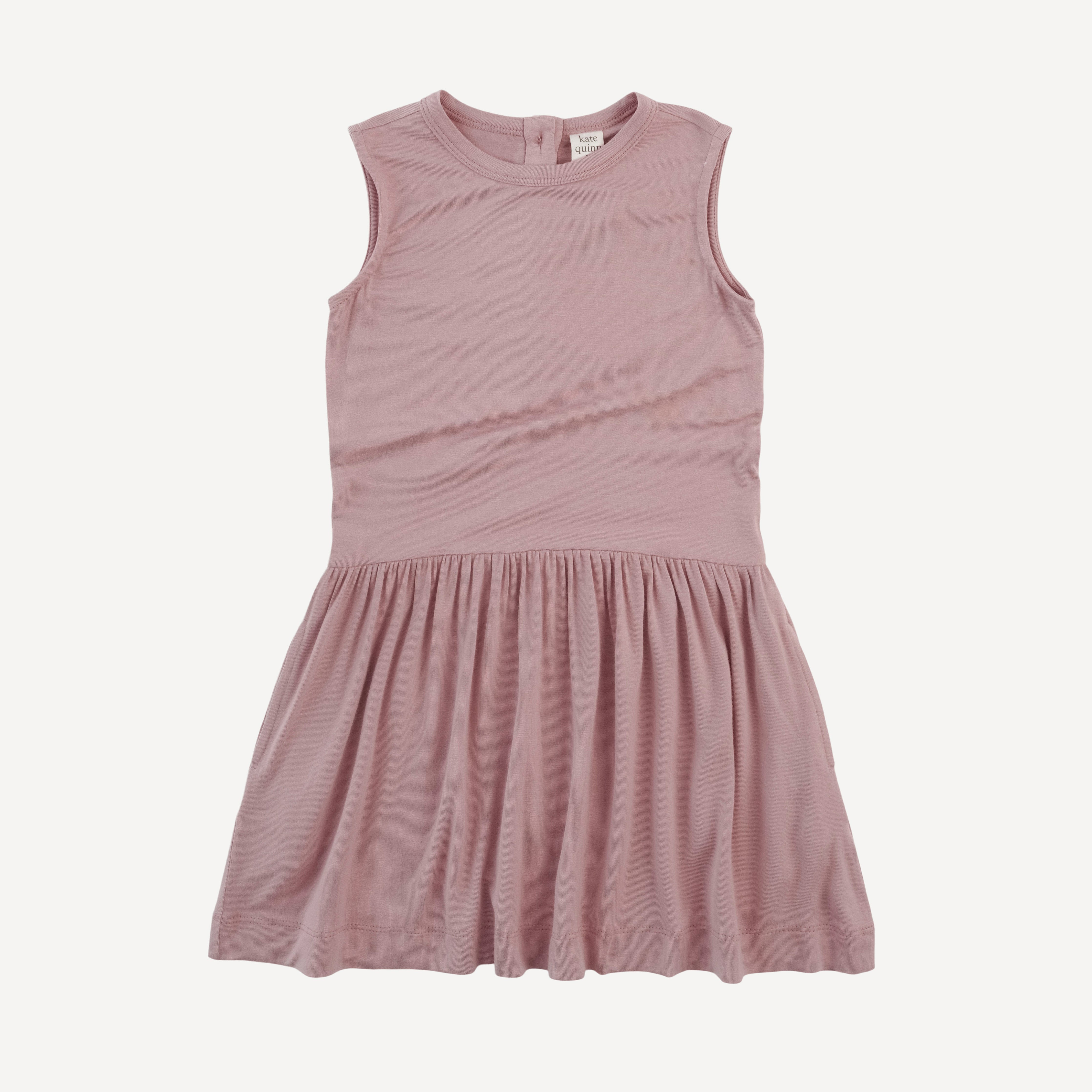 sleeveless drop waist dress | mauve | bamboo