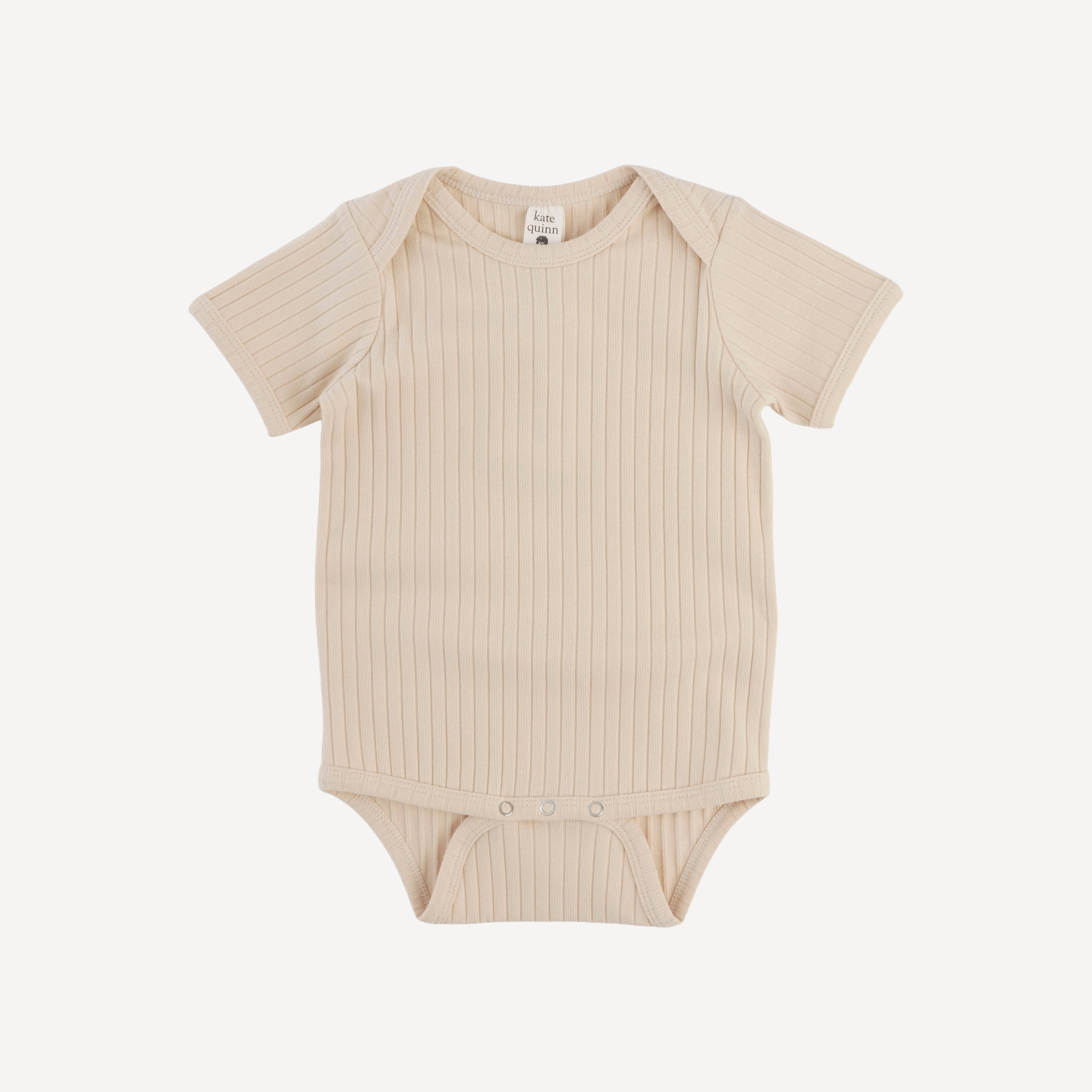 short sleeve lap neck bodysuit | oatmeal | organic cotton wide rib