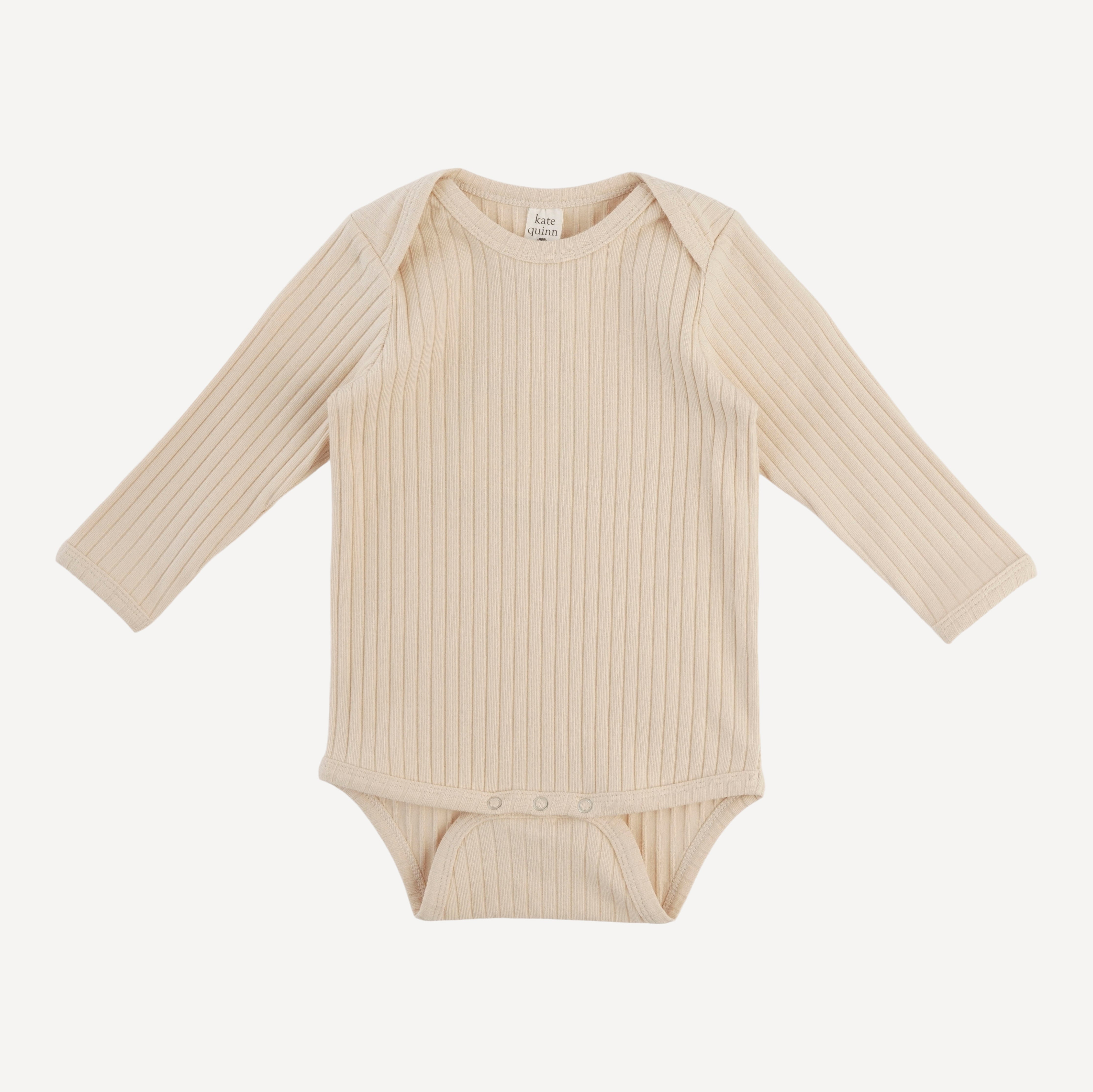 long sleeve lap neck bodysuit | oatmeal | organic cotton wide rib
