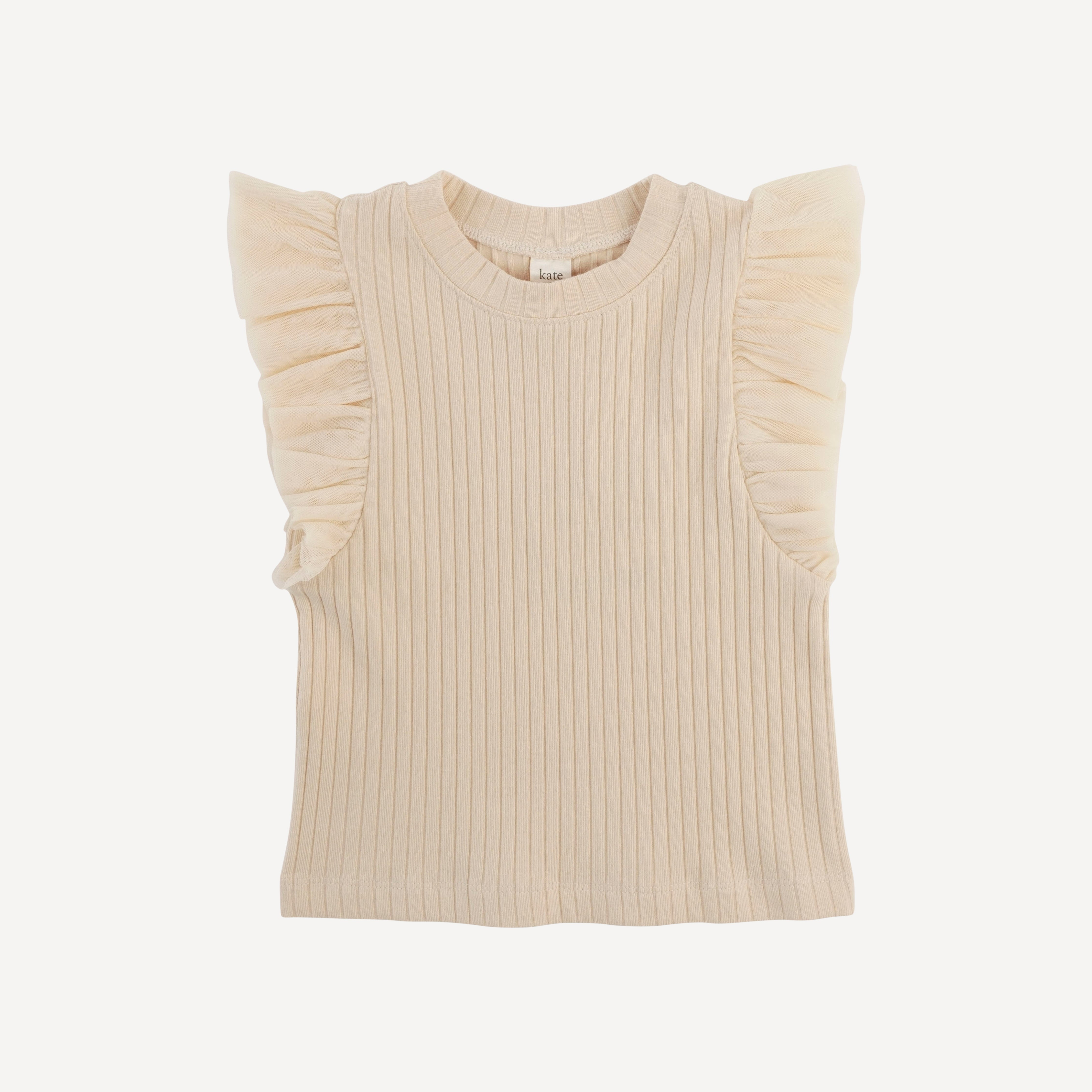 100 acre wood tulle flutter tee | oatmeal | organic cotton wide rib