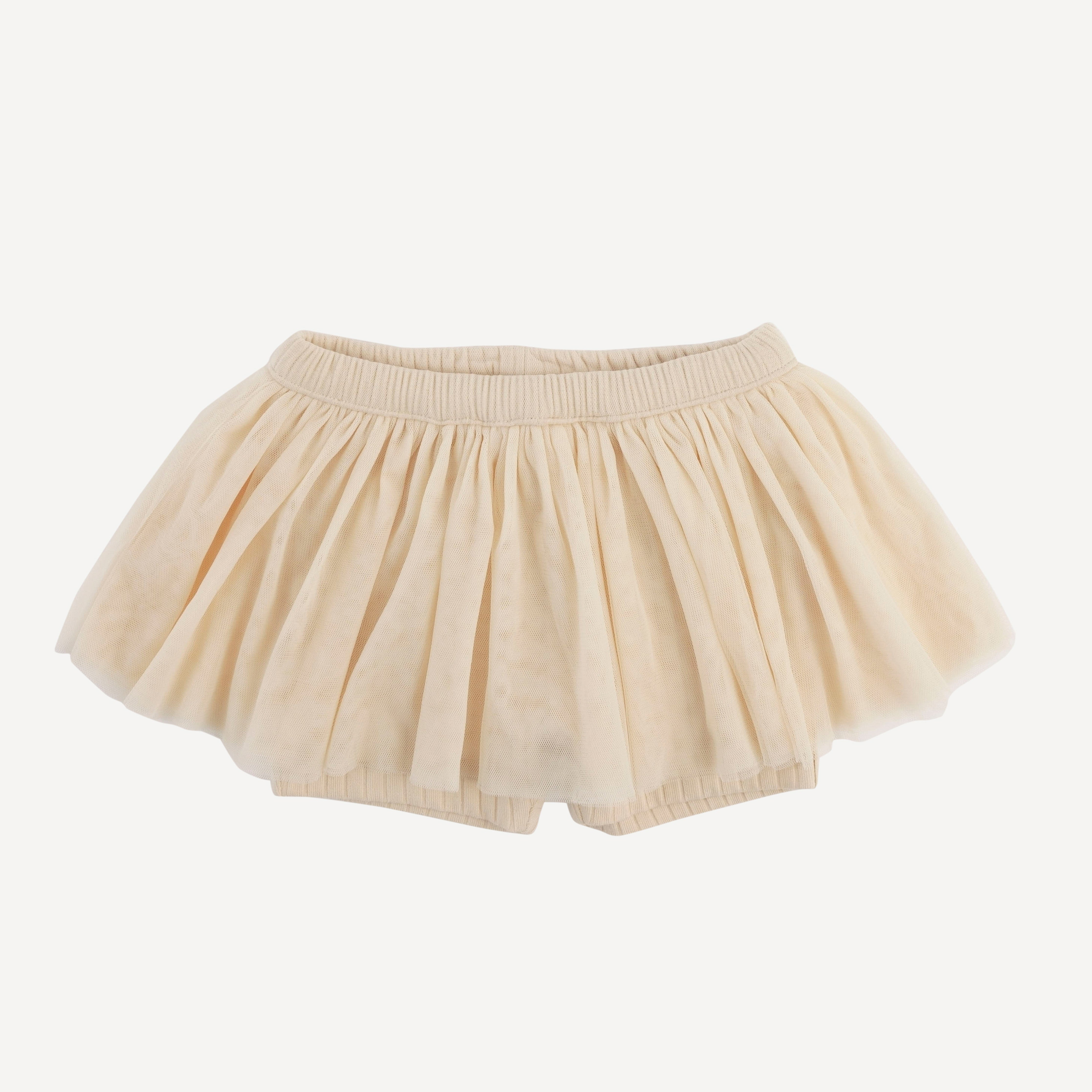 tulle ballerina tutu short | oatmeal | organic cotton wide rib