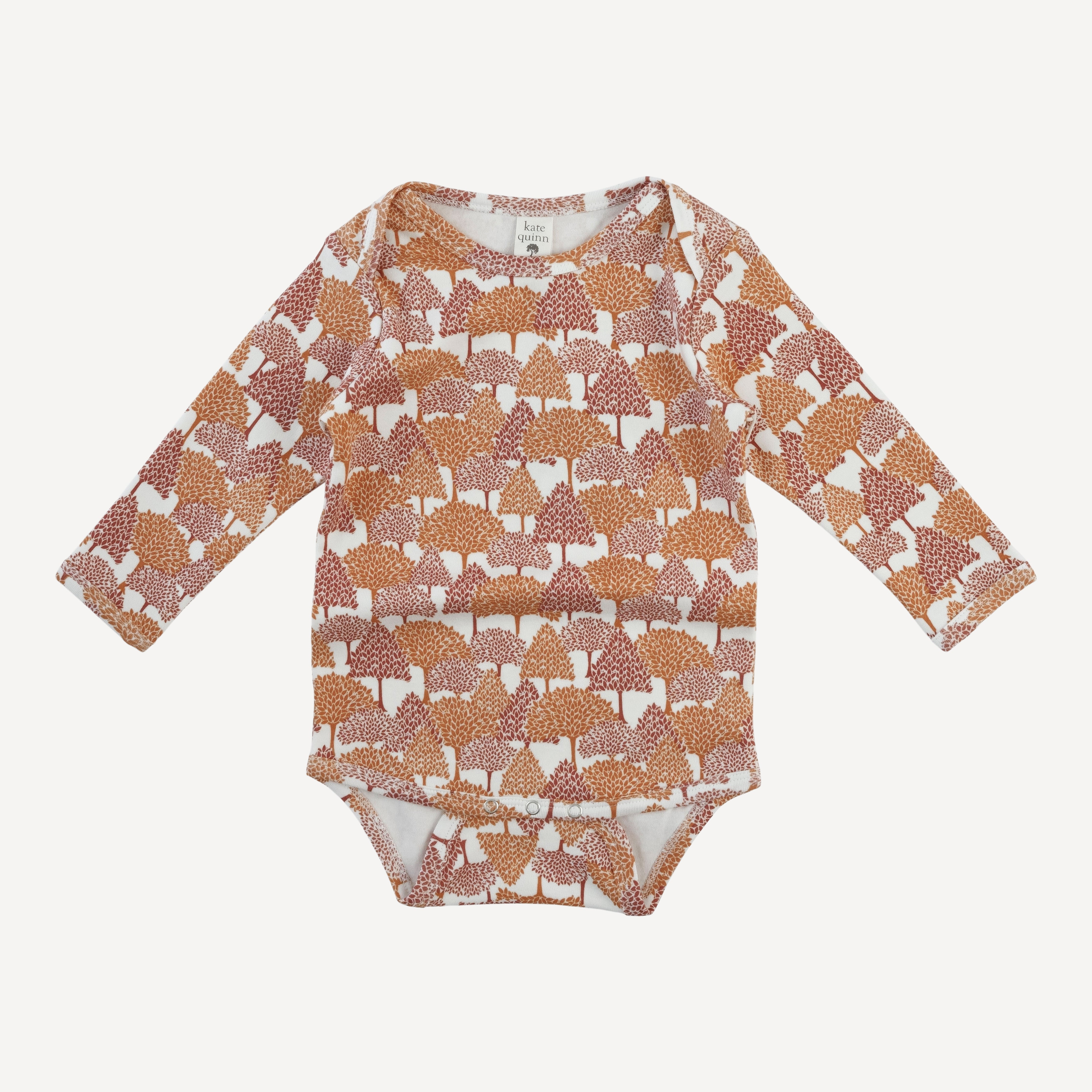 PRESALE long sleeve lap neck bodysuit | orange forest | organic cotton interlock