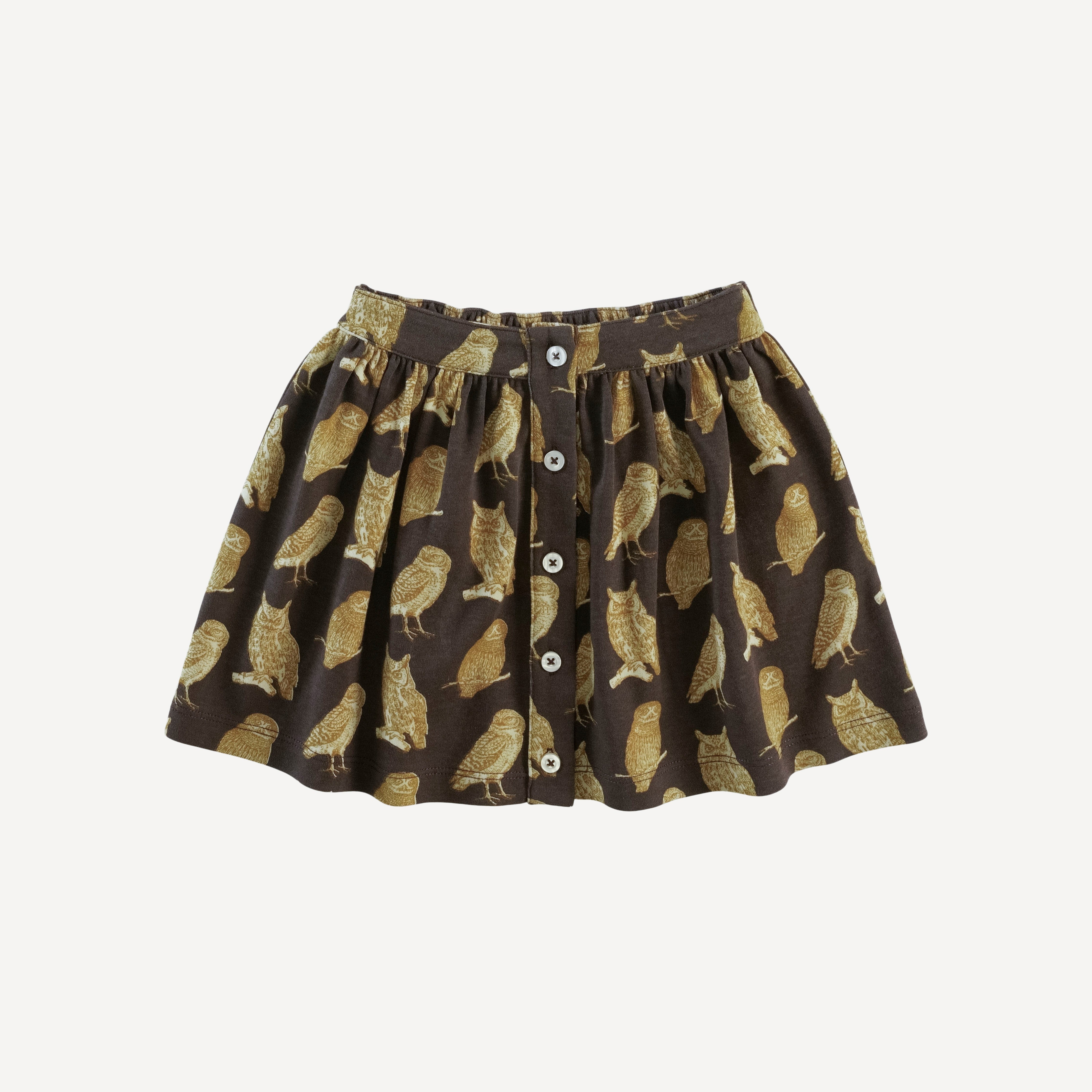 button skirt | owl friends | organic cotton interlock