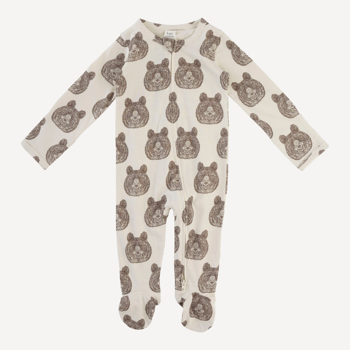 long sleeve two way zipper footie | papa bear | organic cotton jersey