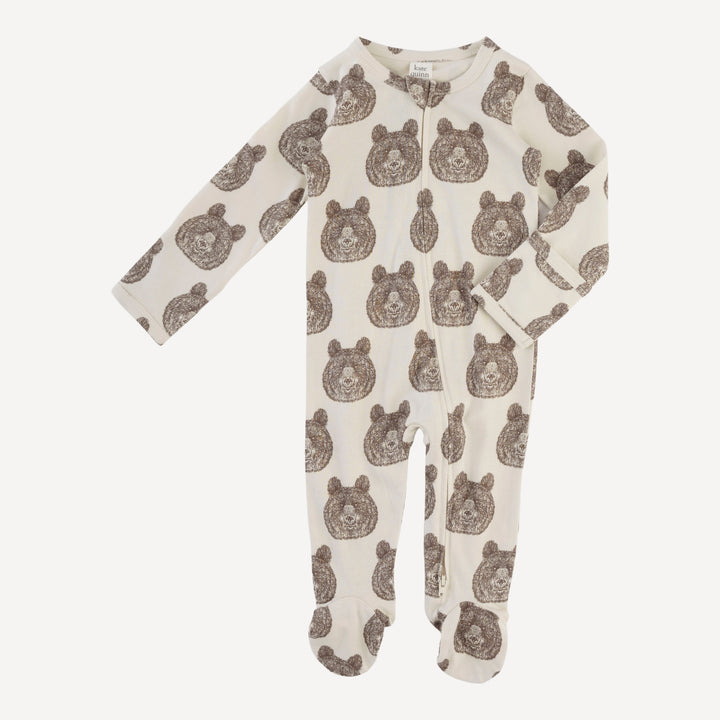 long sleeve two way zipper footie | papa bear | organic cotton jersey