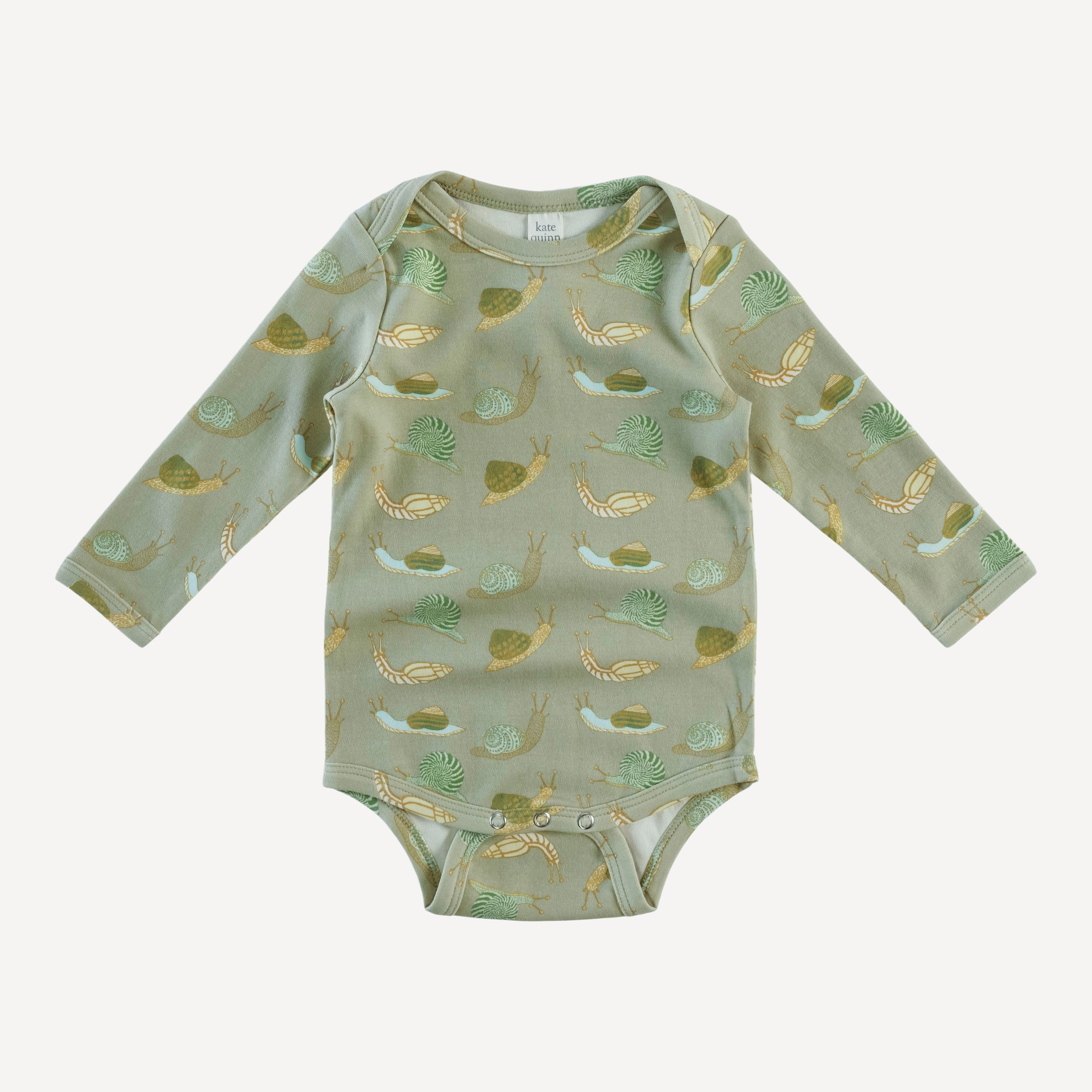 long sleeve lap neck bodysuit | snails | organic cotton interlock