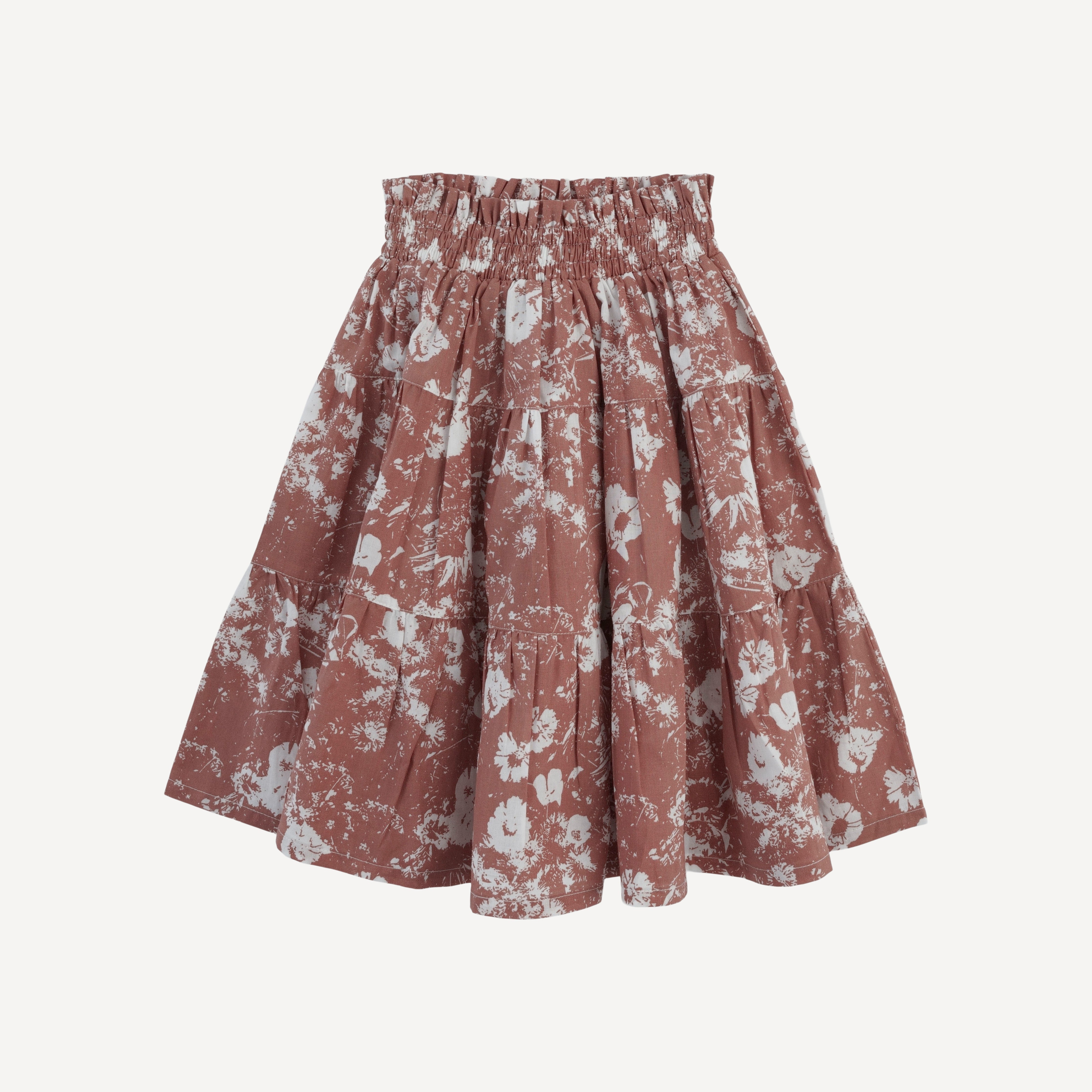smocked gathered tiered skirt | spring wildflower | organic cotton woven