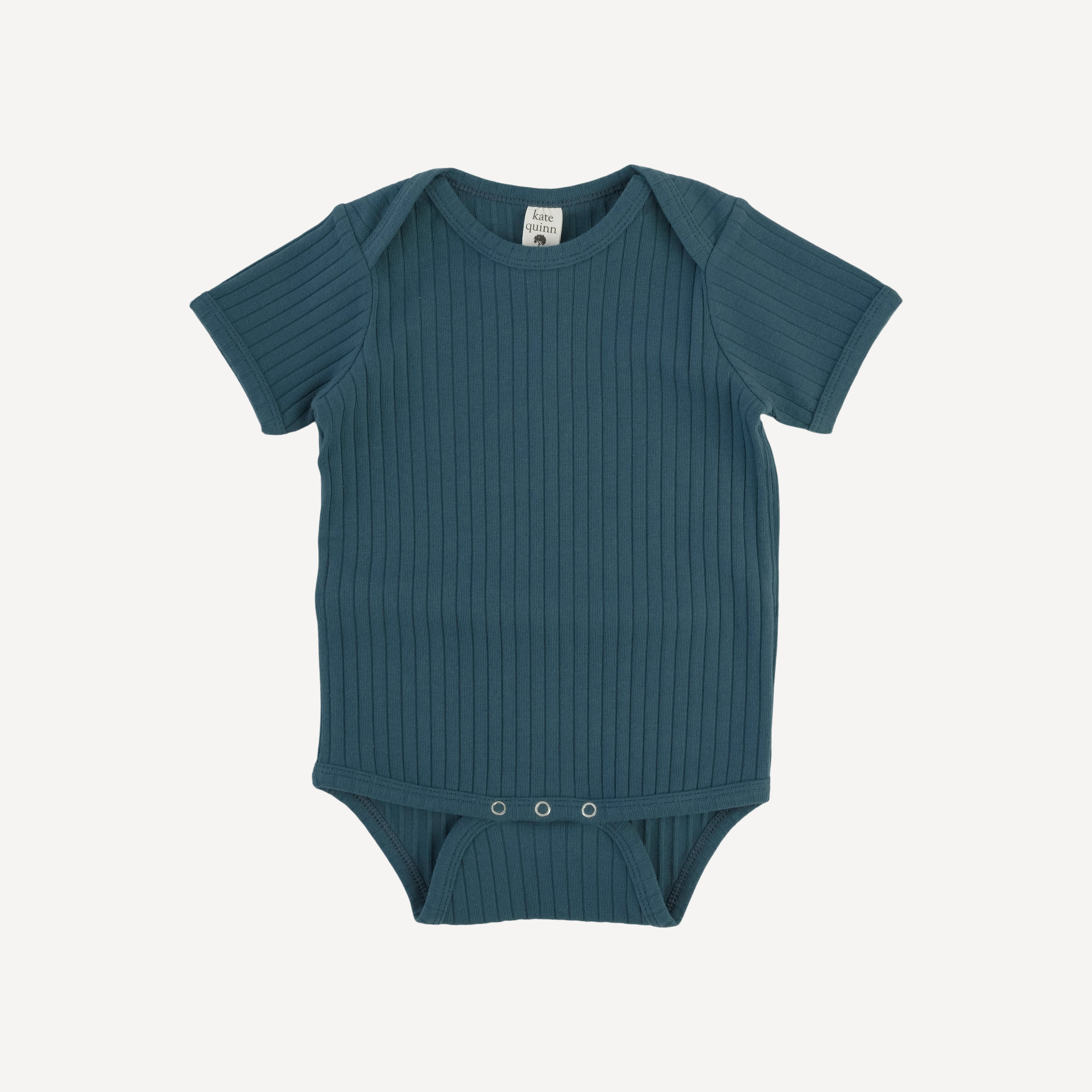 short sleeve lap neck bodysuit | tapestry | organic cotton wide rib
