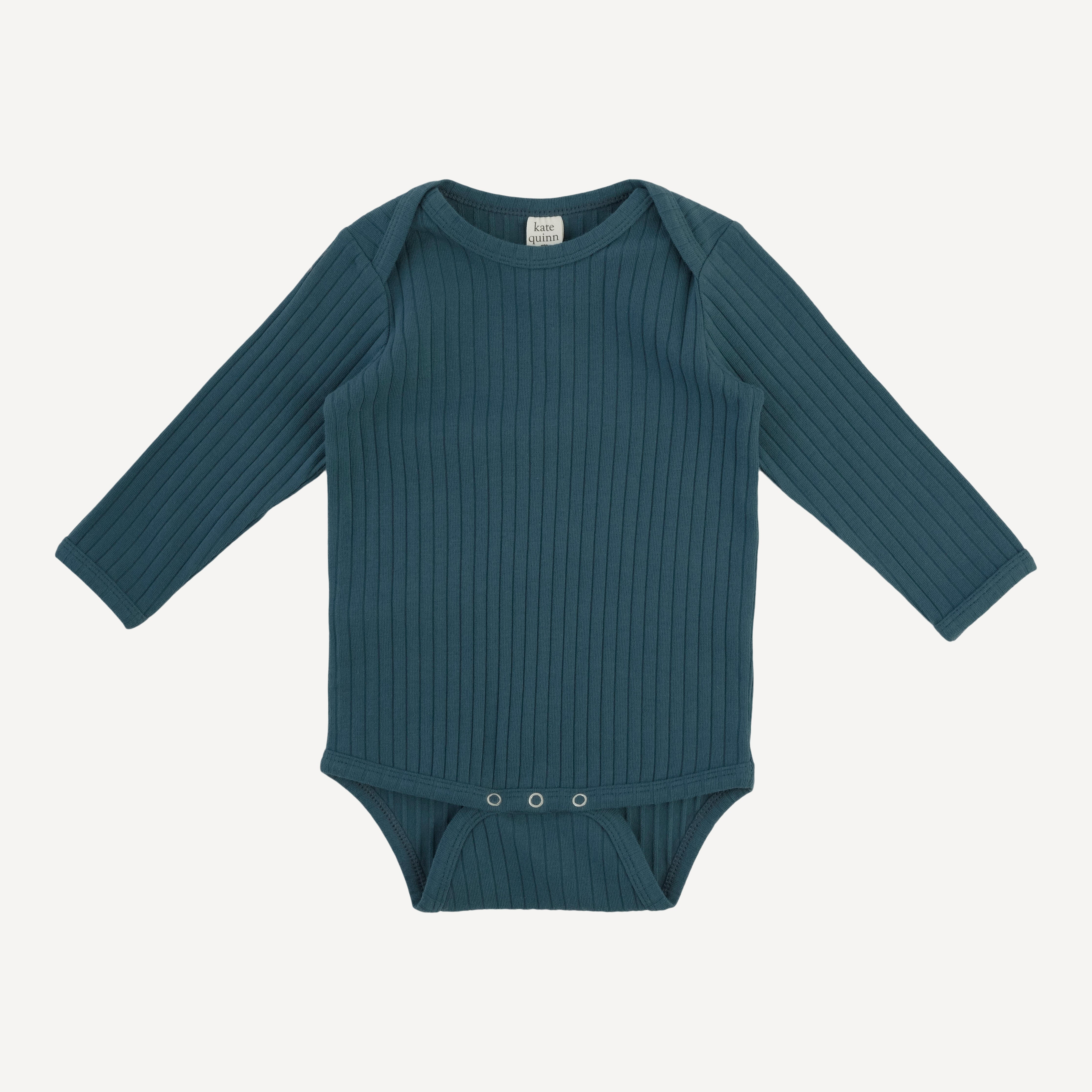 long sleeve lap neck bodysuit | tapestry | organic cotton wide rib